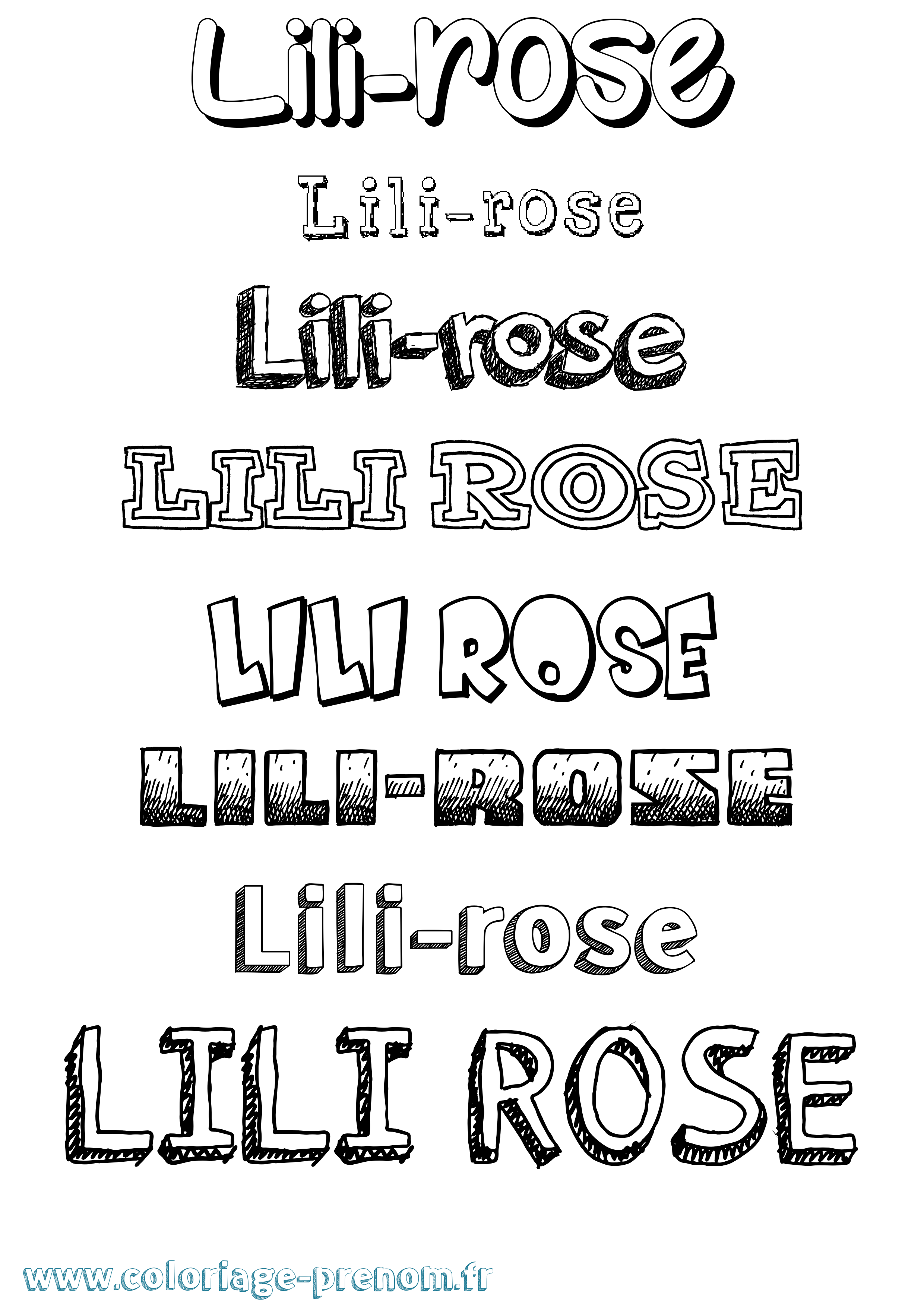 Coloriage Lili-Rose Dessiné Coloriage prénom Lili-Rose Dessiné