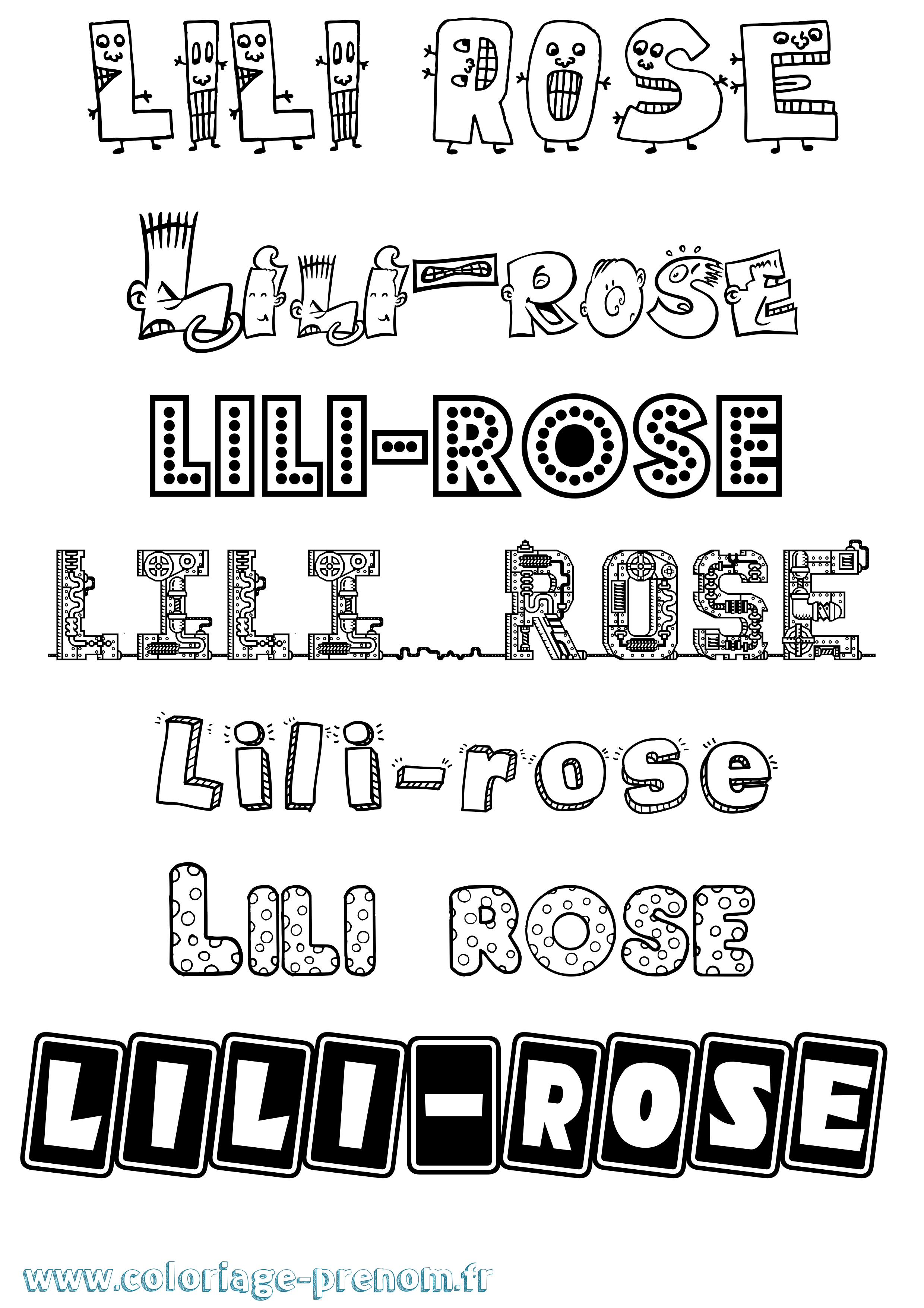 Coloriage Lili-Rose Fun Coloriage prénom Lili-Rose Fun