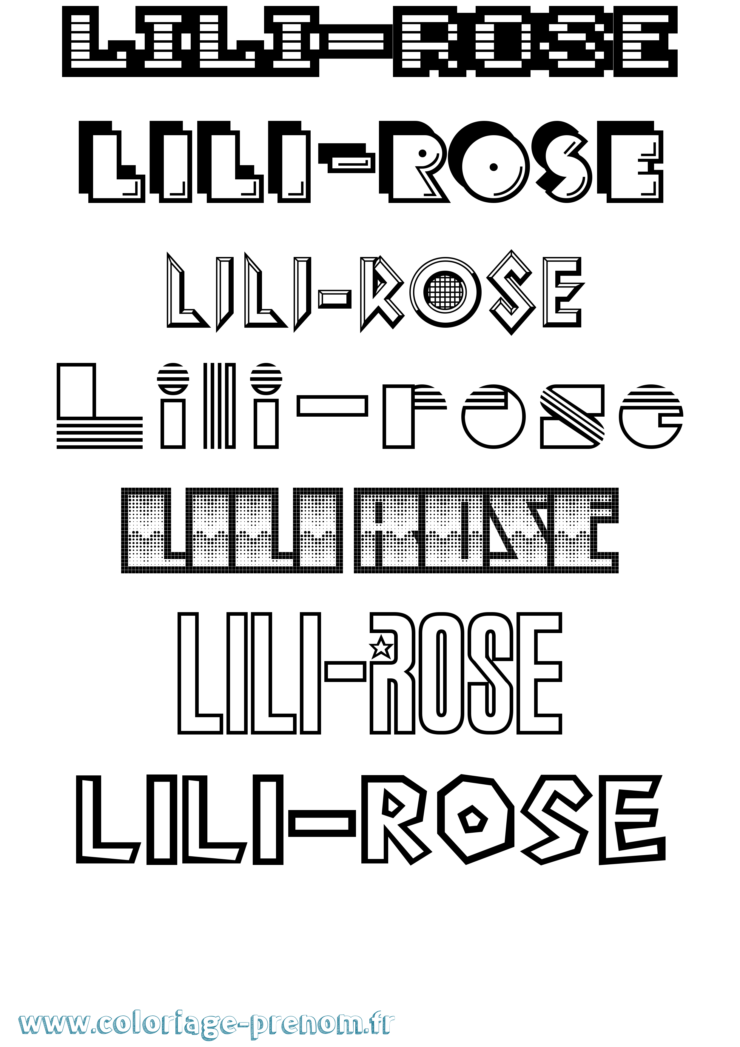 Coloriage Lili-Rose Jeux Vidéos Coloriage prénom Lili-Rose Jeux Vidéos