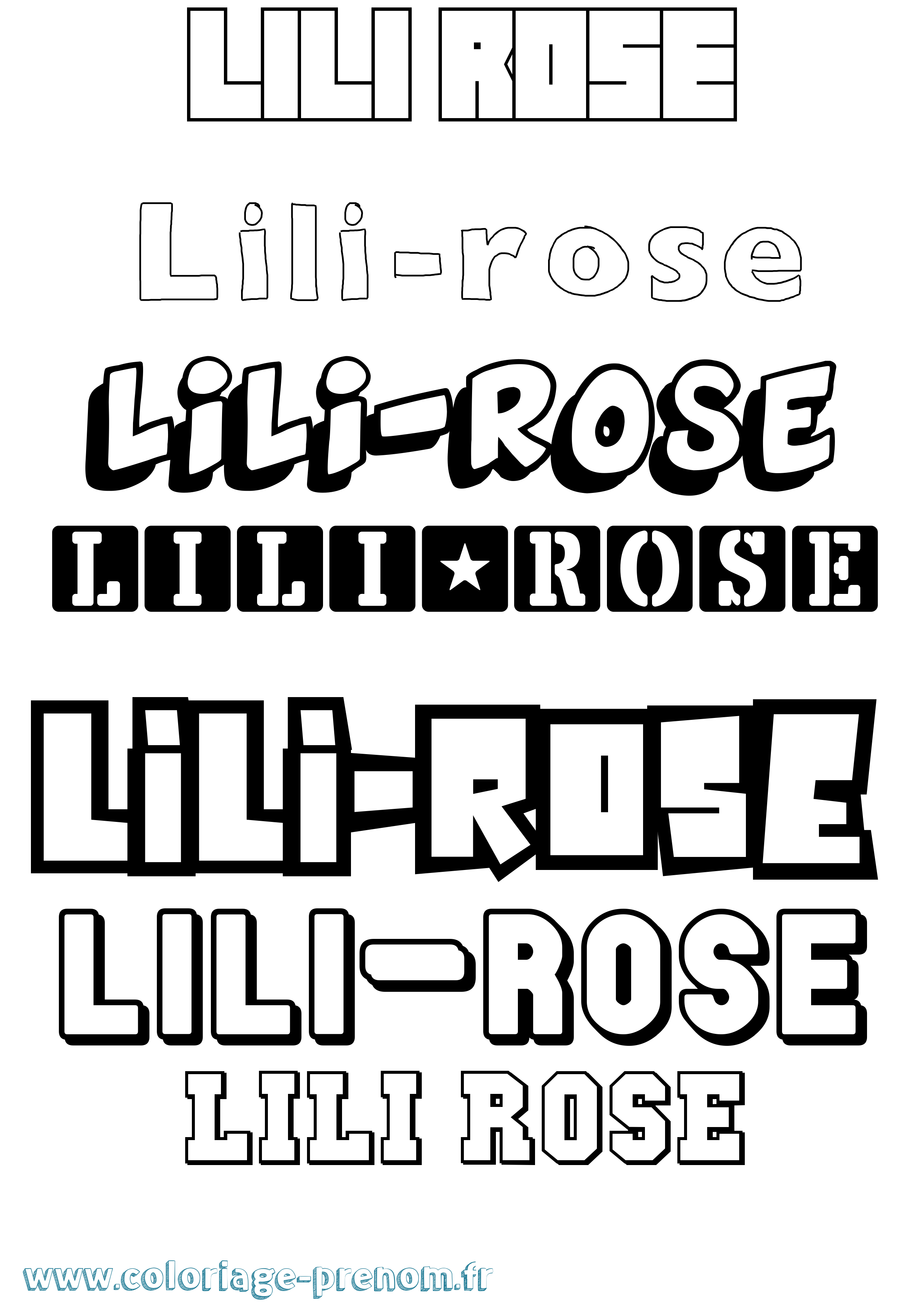 Coloriage prénom Lili-Rose Simple
