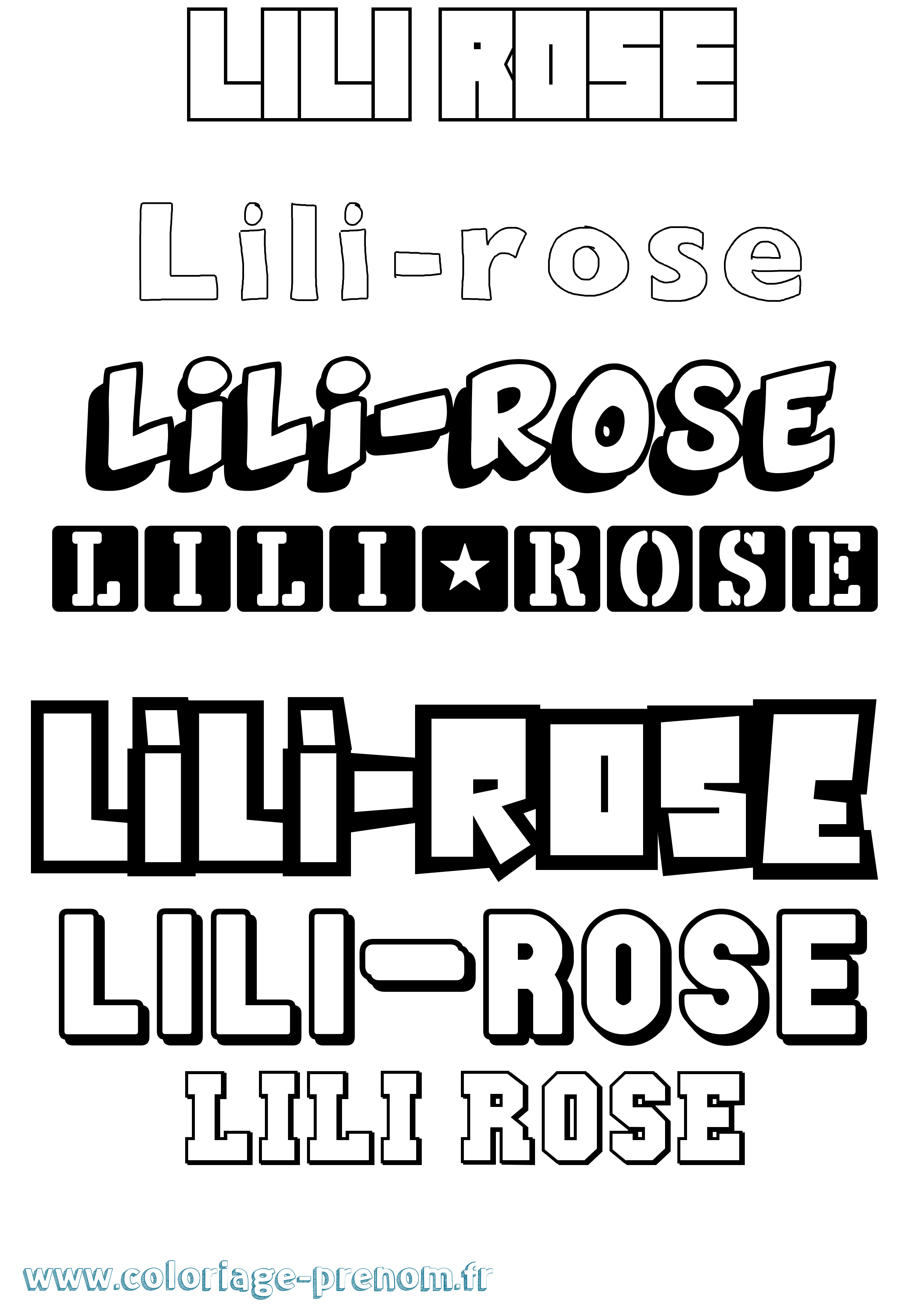 Coloriage Lili-Rose Simple Coloriage prénom Lili-Rose Simple