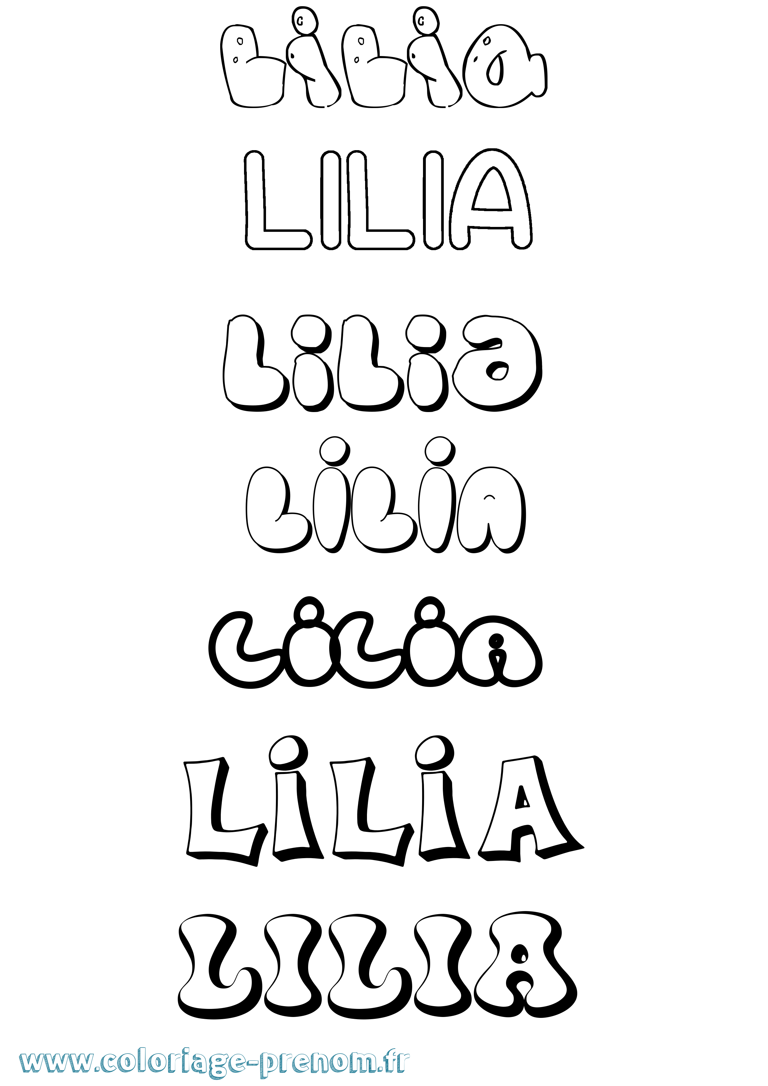 Coloriage Lilia Coloriage prénom Lilia