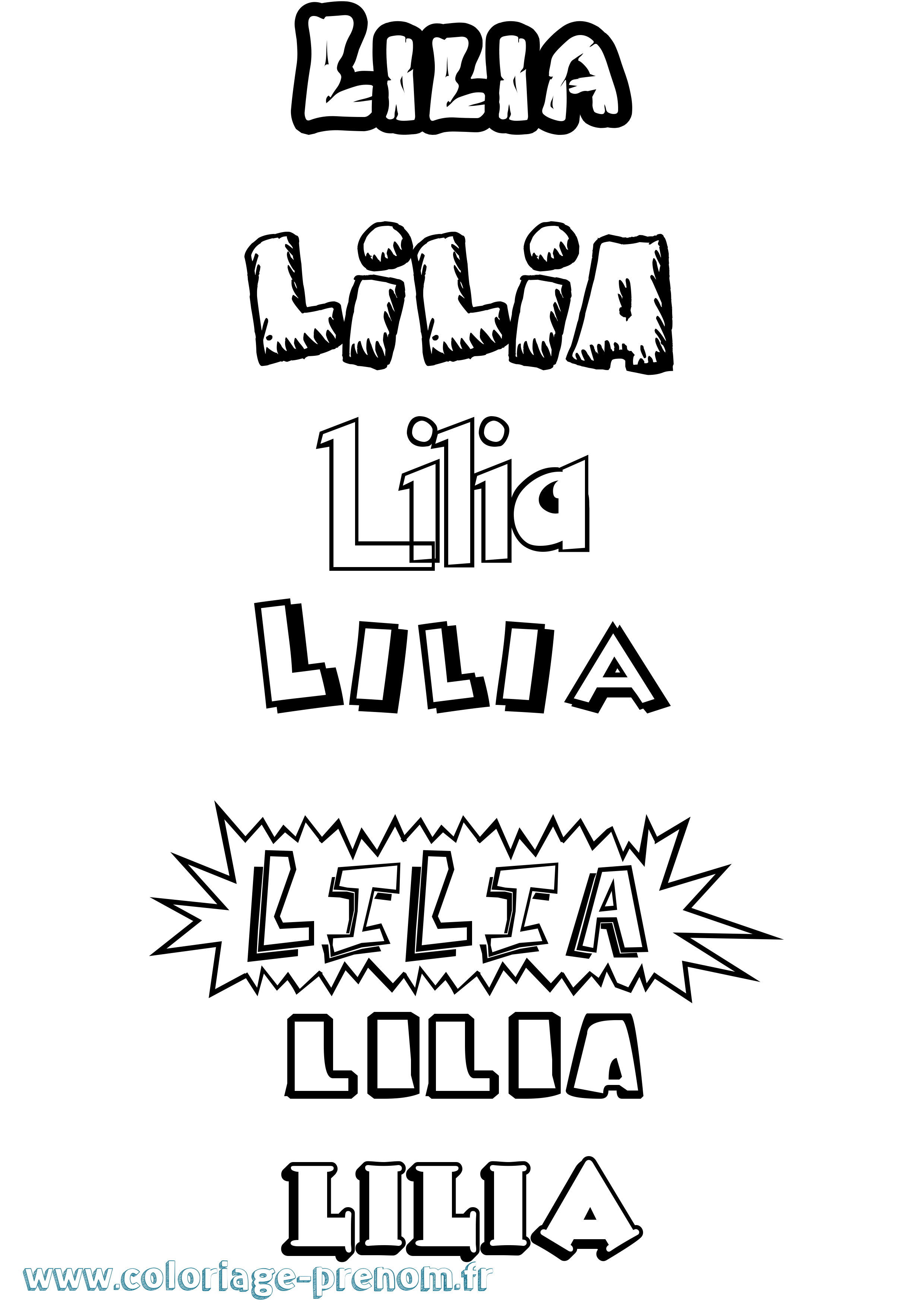 Coloriage prénom Lilia
