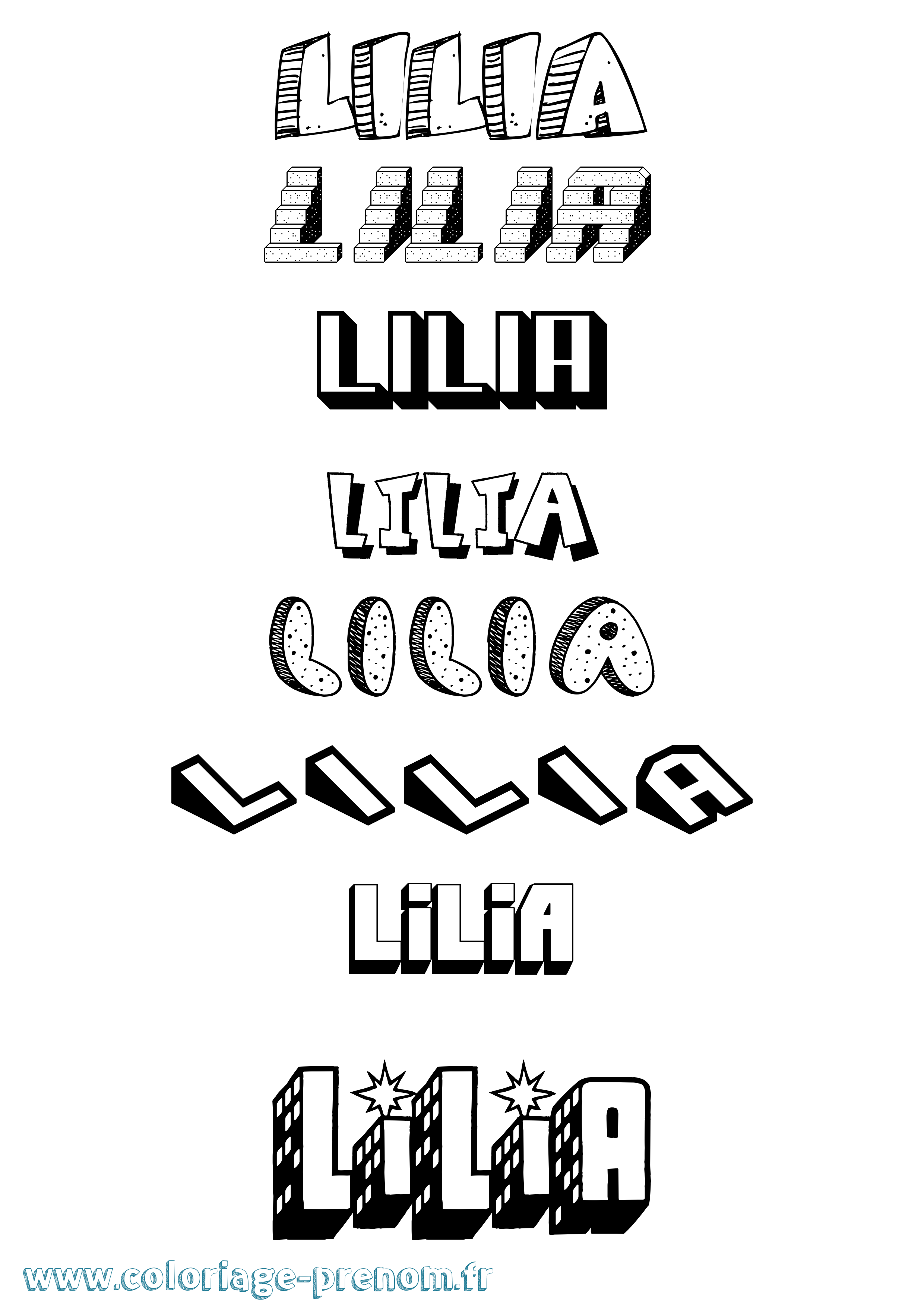 Coloriage Lilia Coloriage prénom Lilia