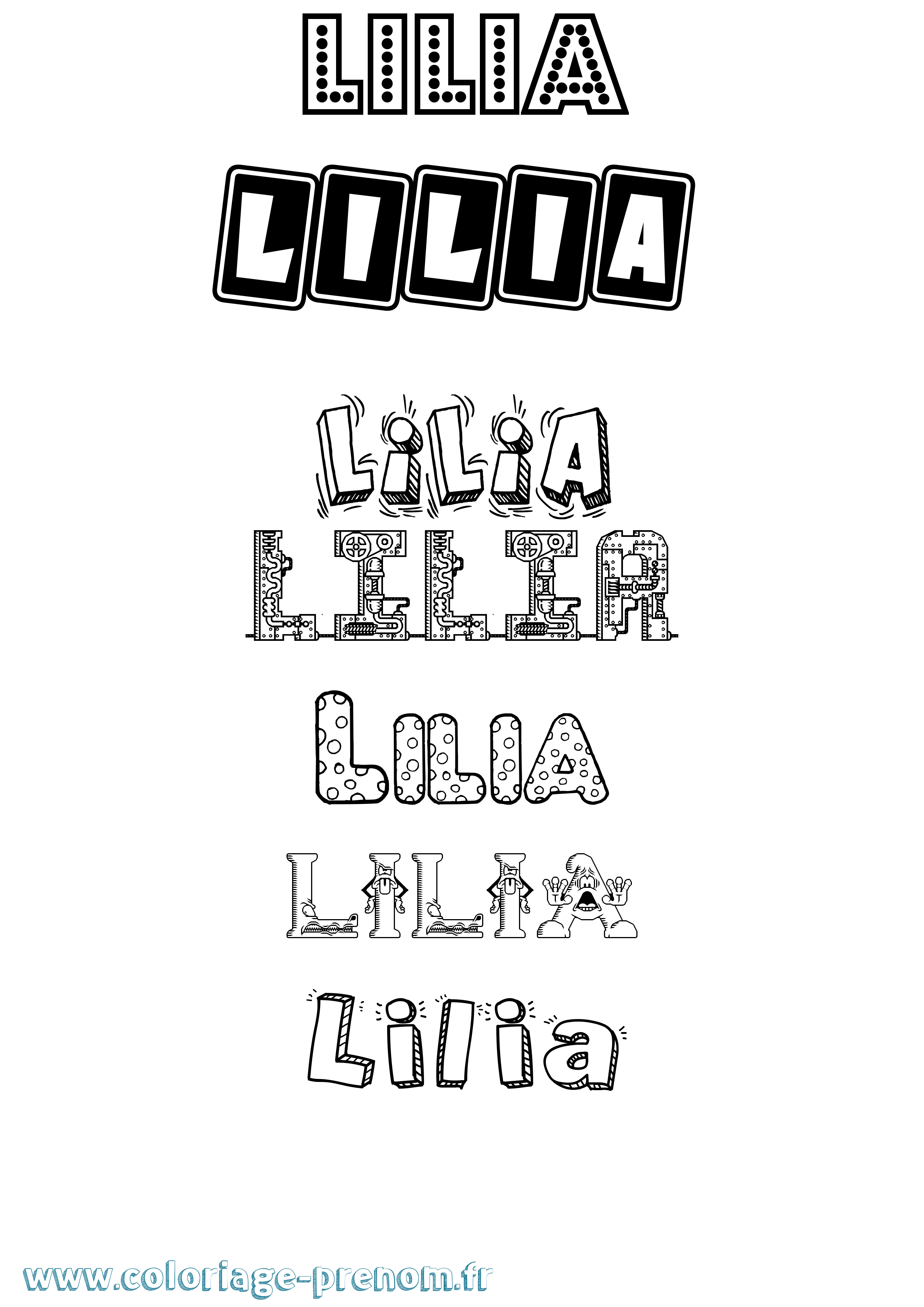 Coloriage Lilia Coloriage prénom Lilia