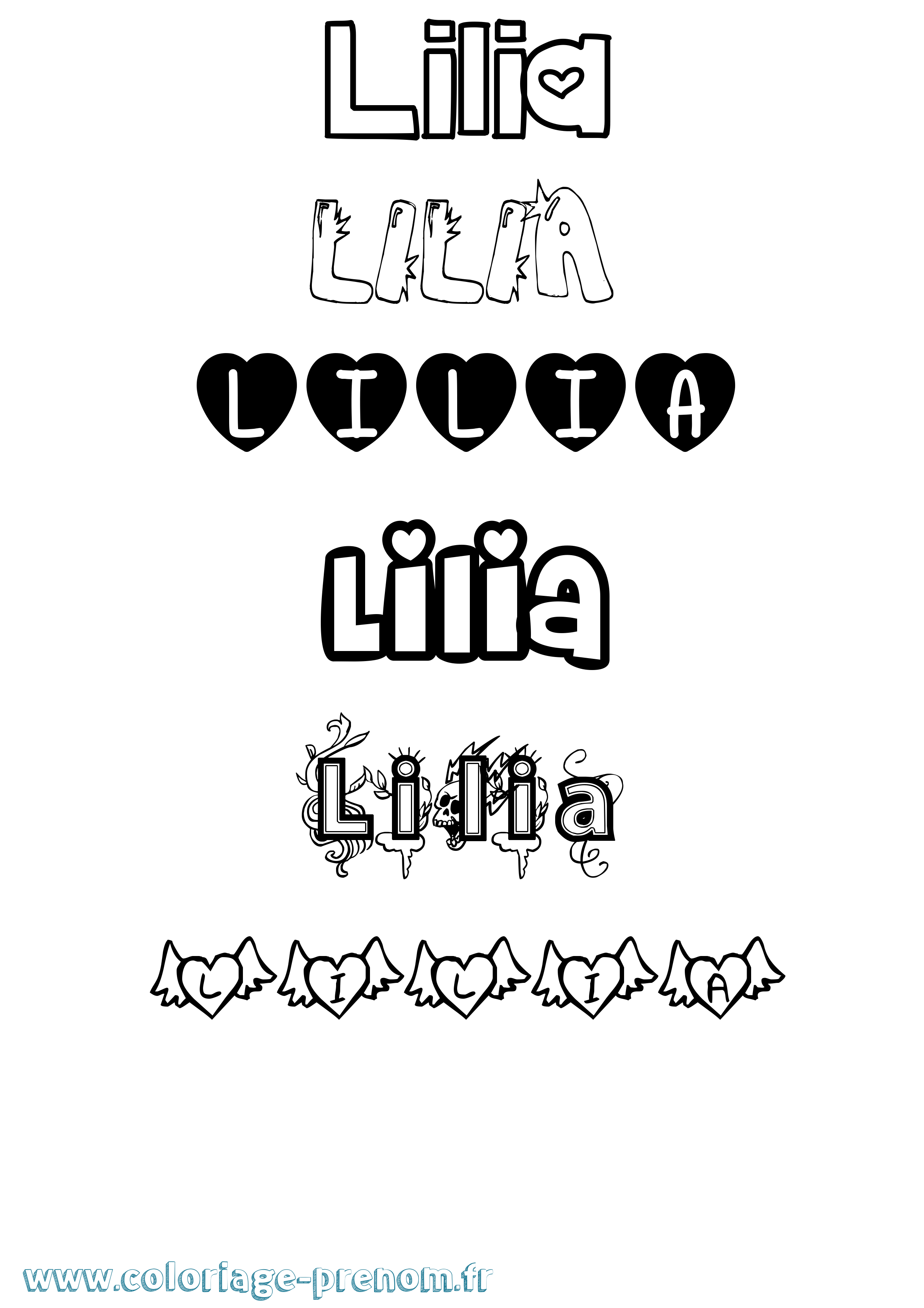 Coloriage Lilia Coloriage prénom Lilia