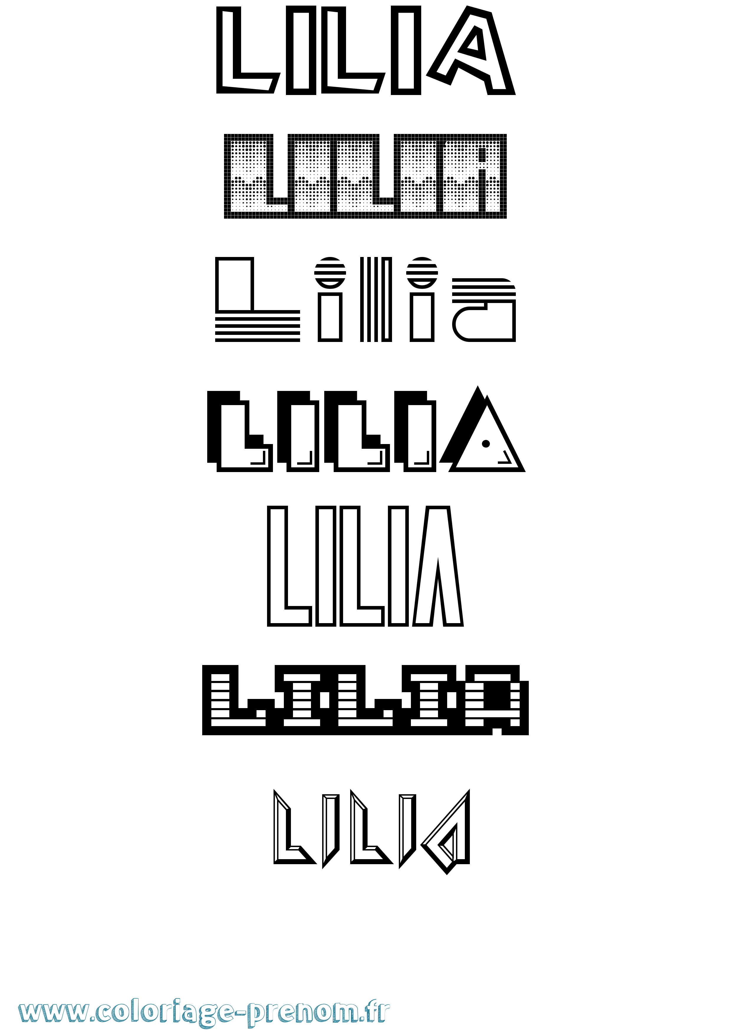 Coloriage Lilia Coloriage prénom Lilia