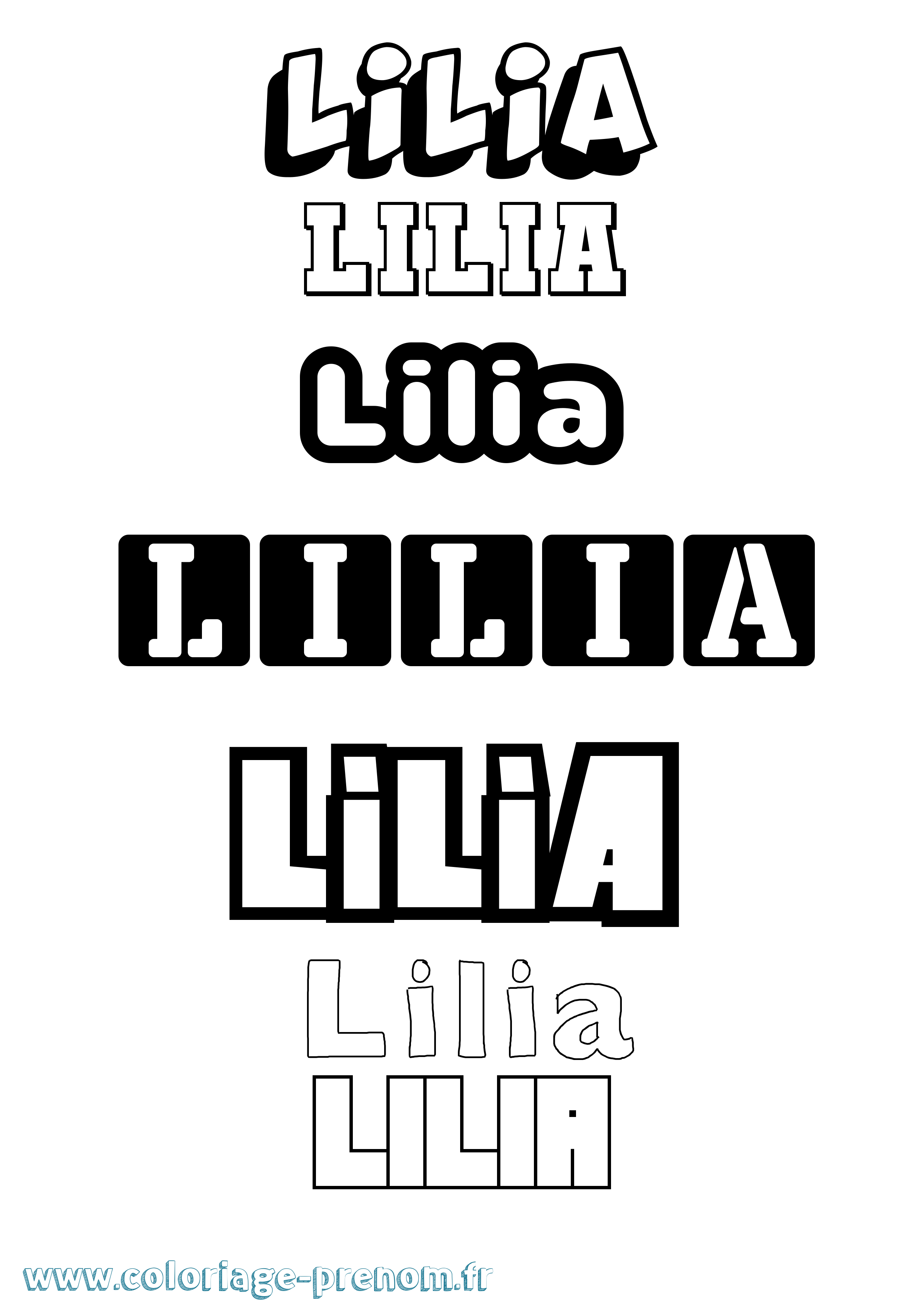 Coloriage prénom Lilia Simple
