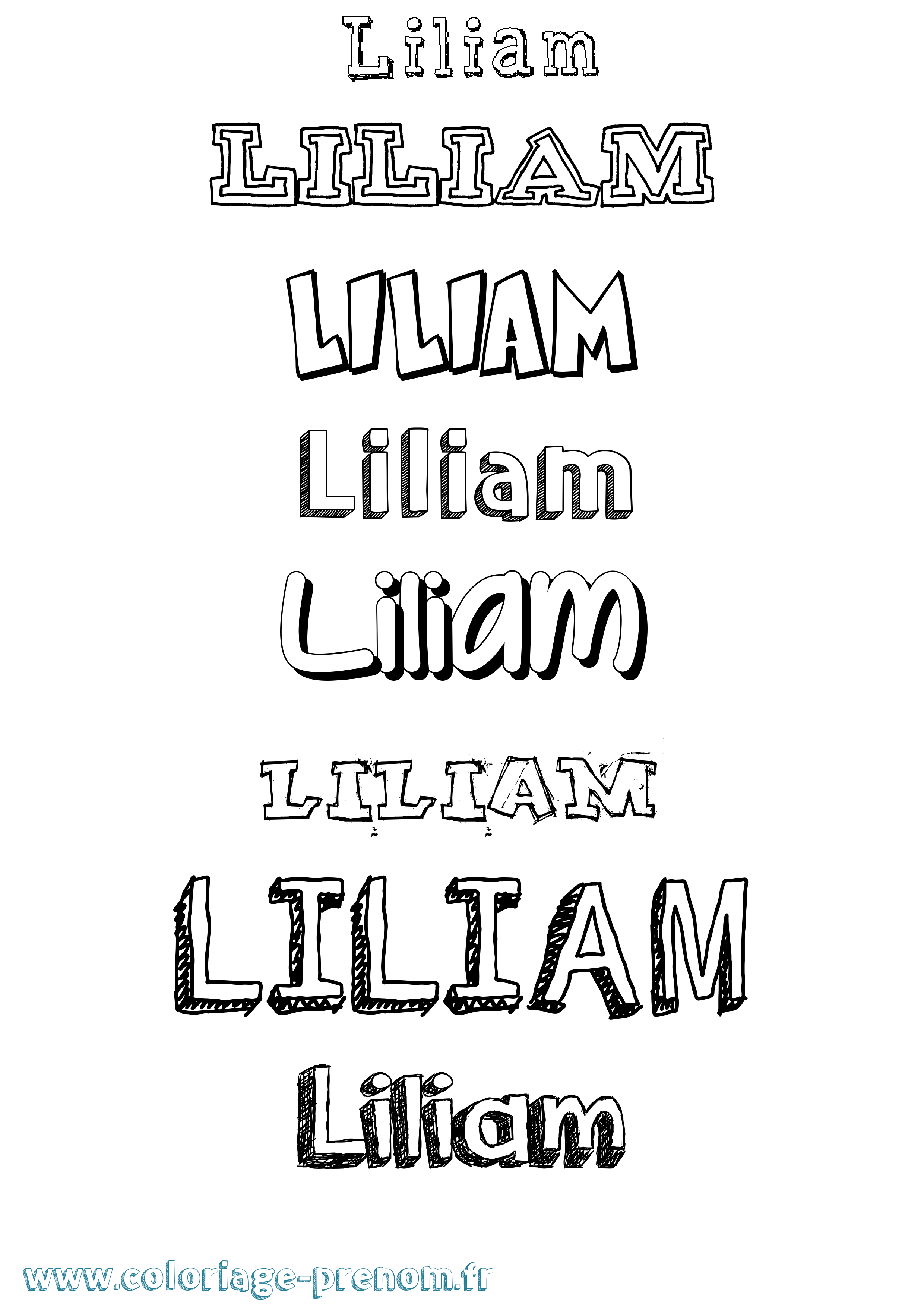Coloriage prénom Liliam Dessiné