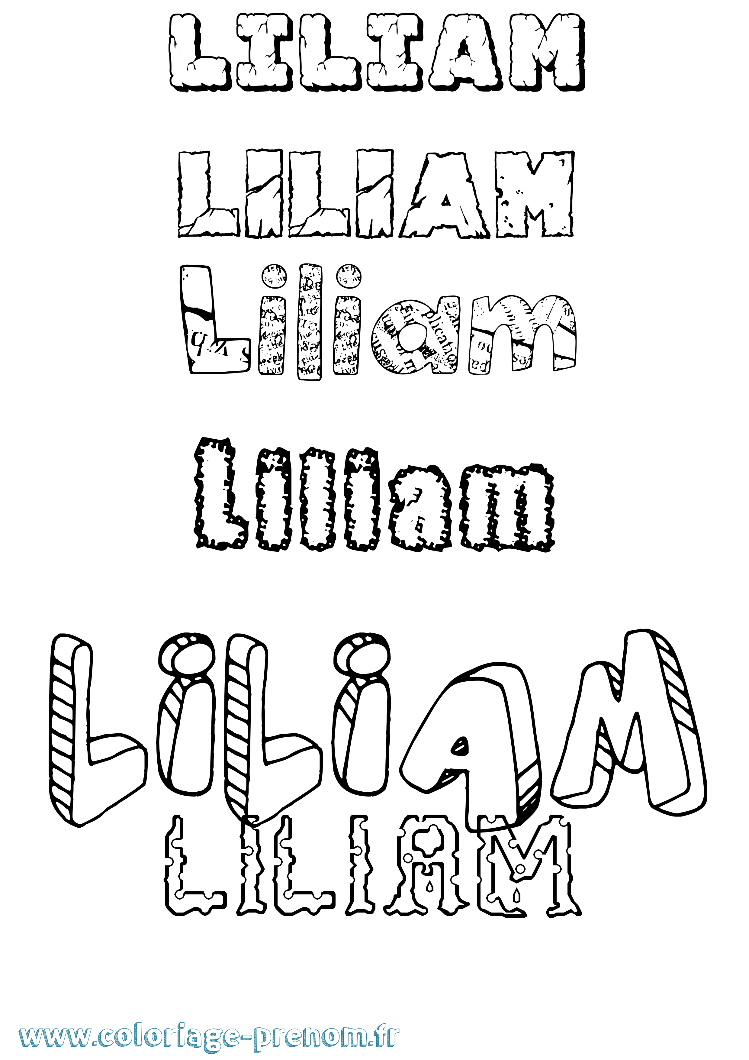 Coloriage prénom Liliam Destructuré
