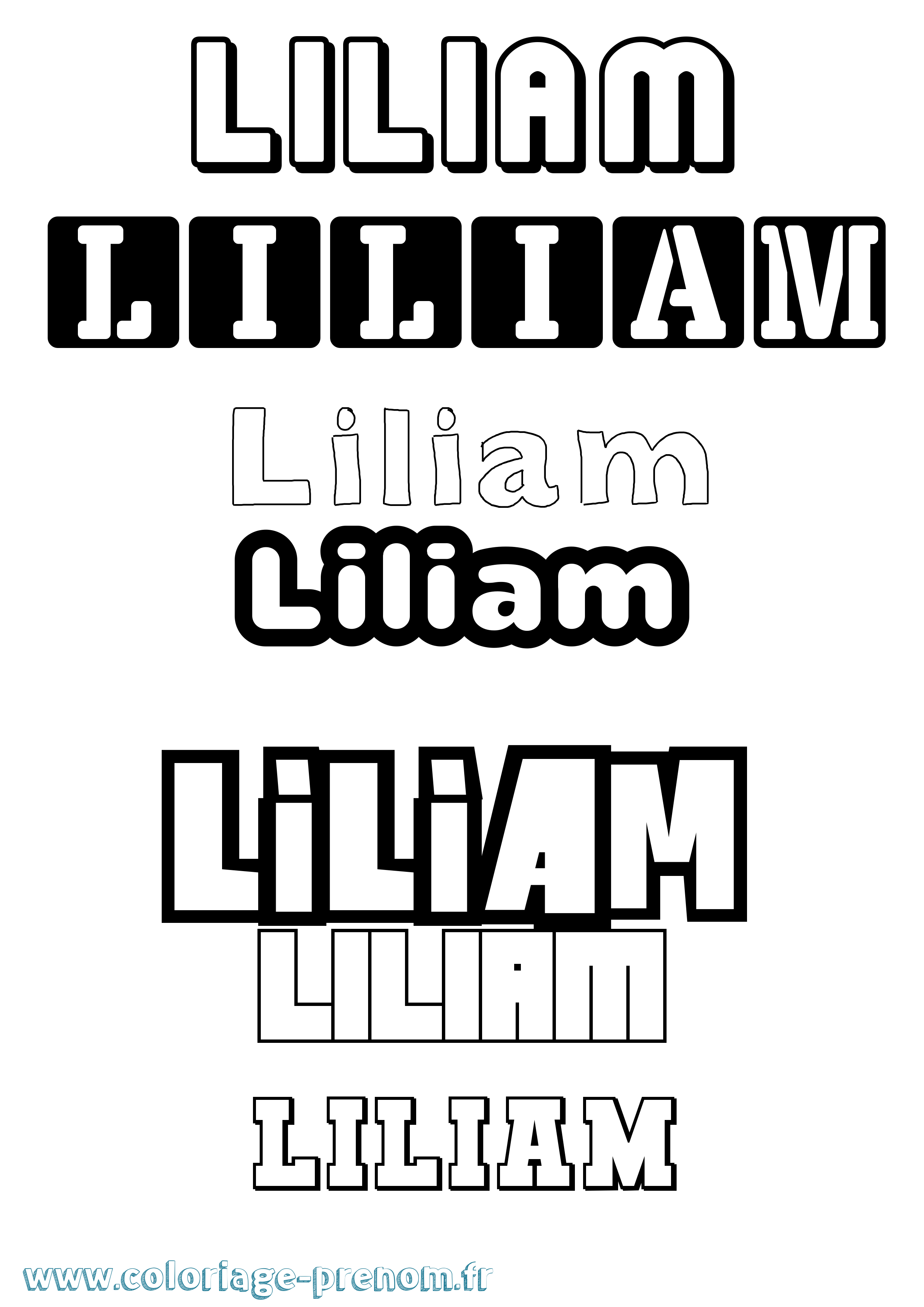 Coloriage prénom Liliam Simple