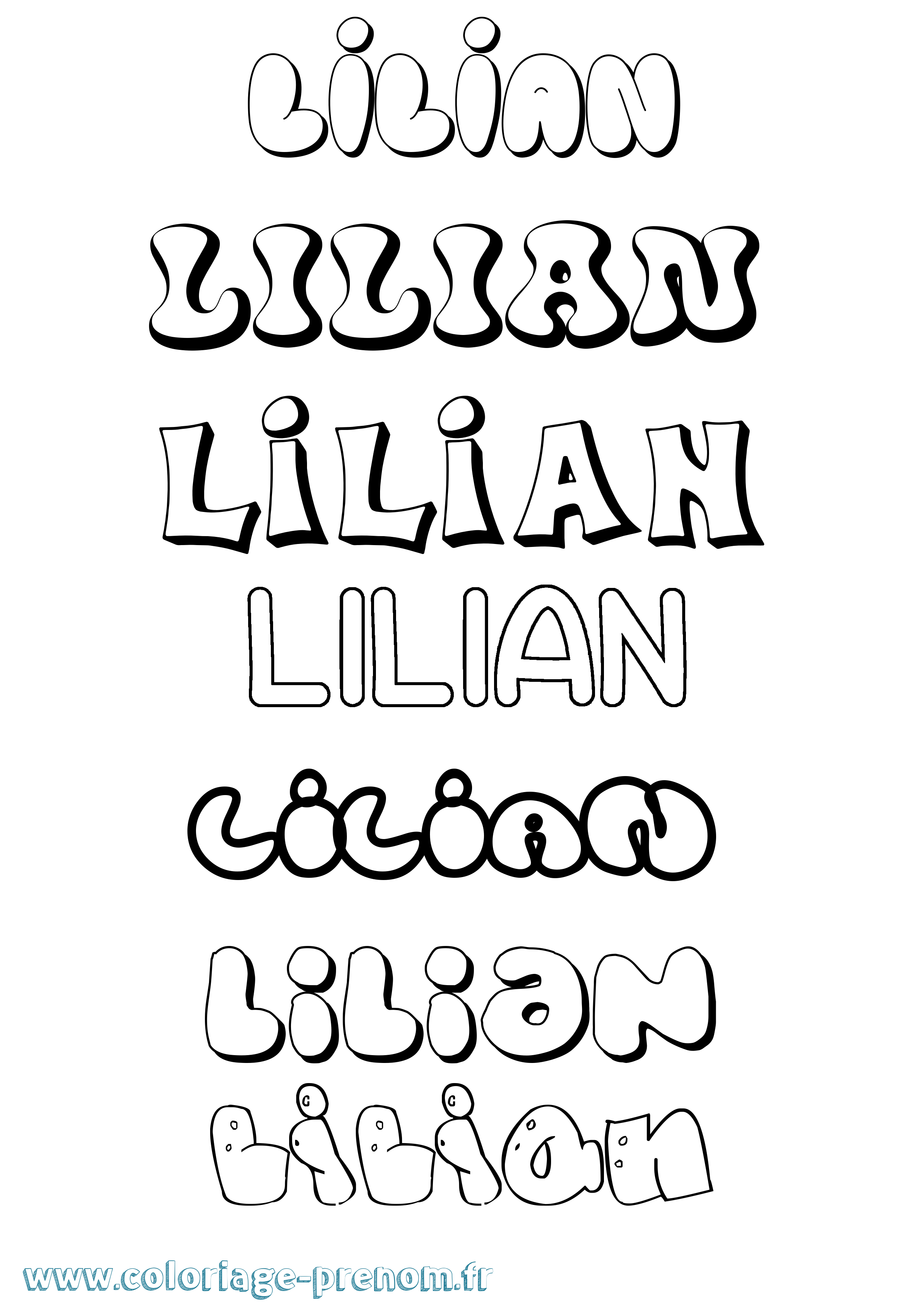 Coloriage prénom Lilian Bubble