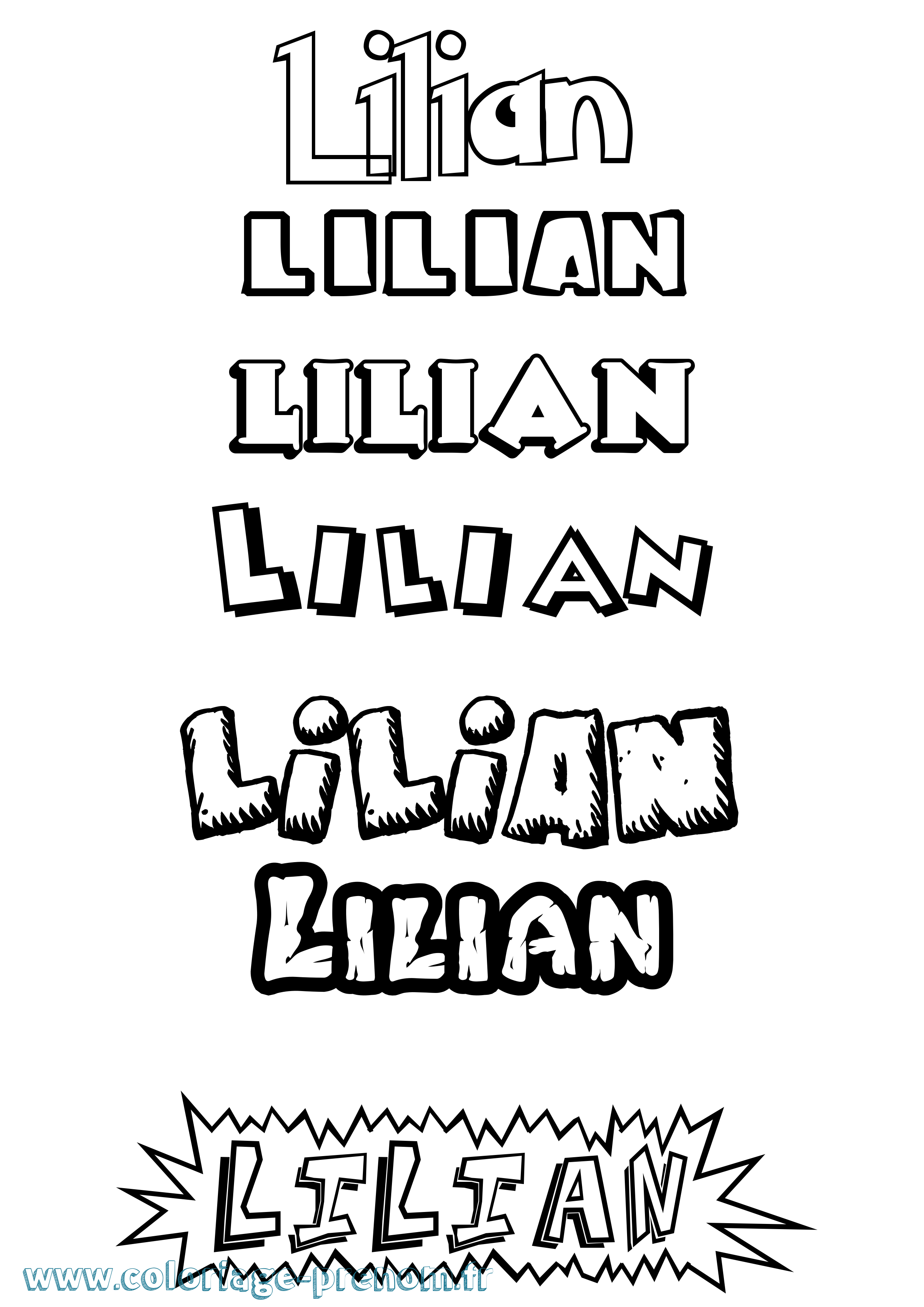Coloriage Lilian Dessin Animé Coloriage prénom Lilian Dessin Animé
