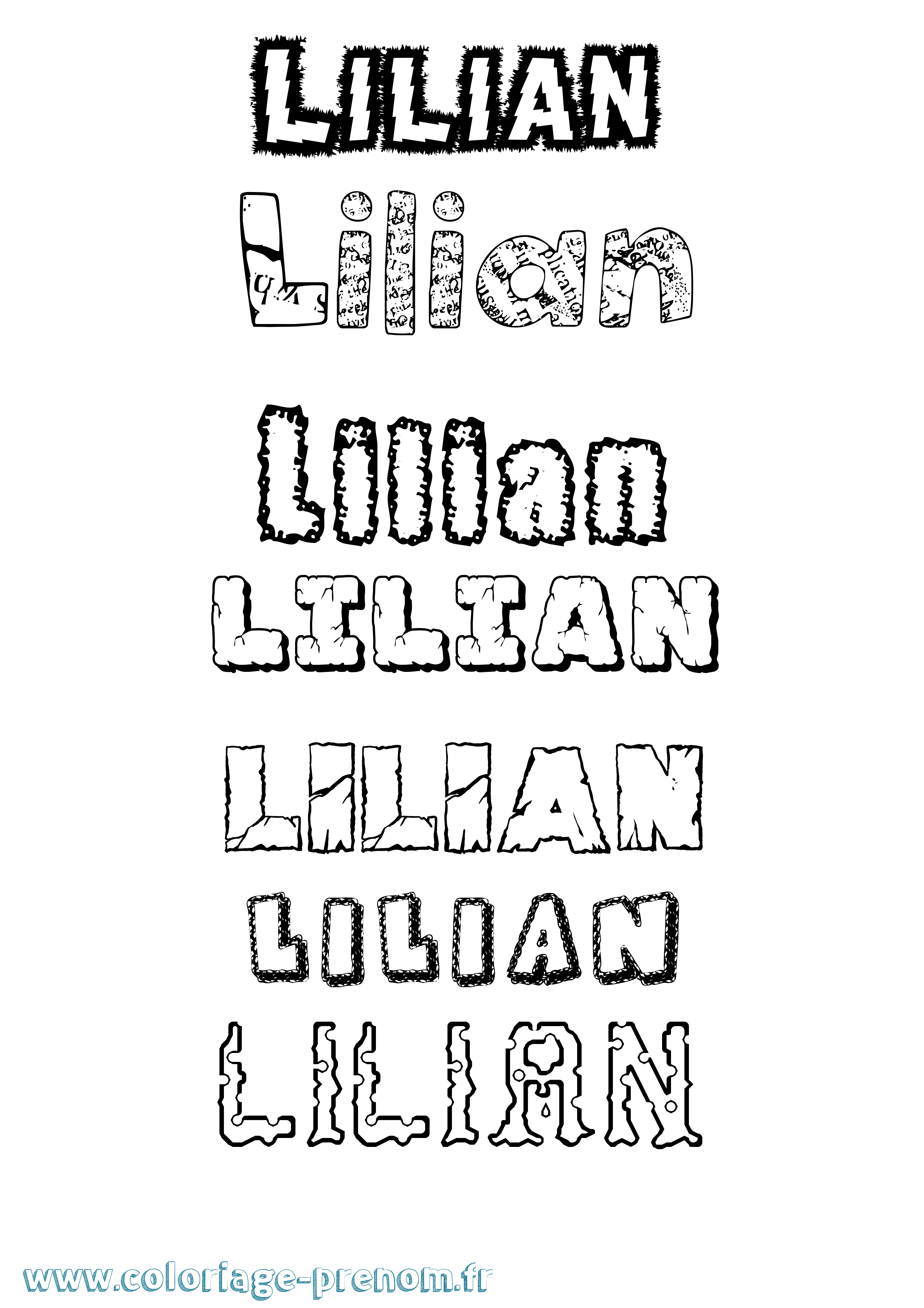 Coloriage prénom Lilian Destructuré