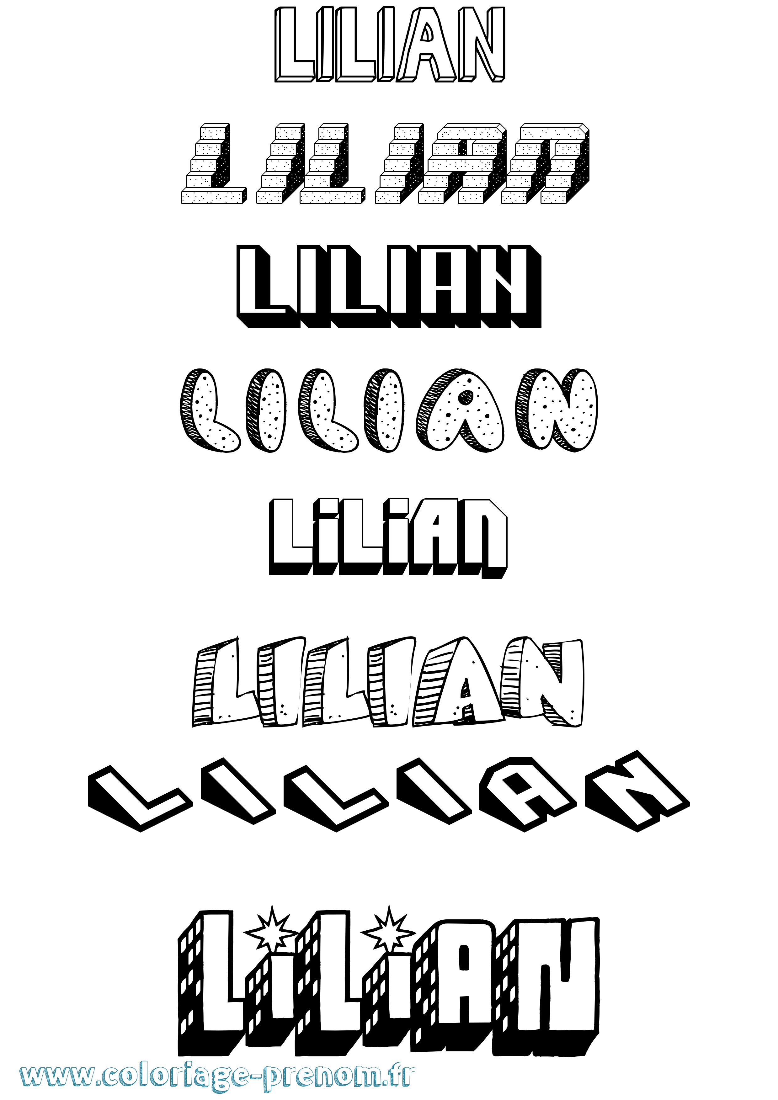 Coloriage Lilian Effet 3D Coloriage prénom Lilian Effet 3D