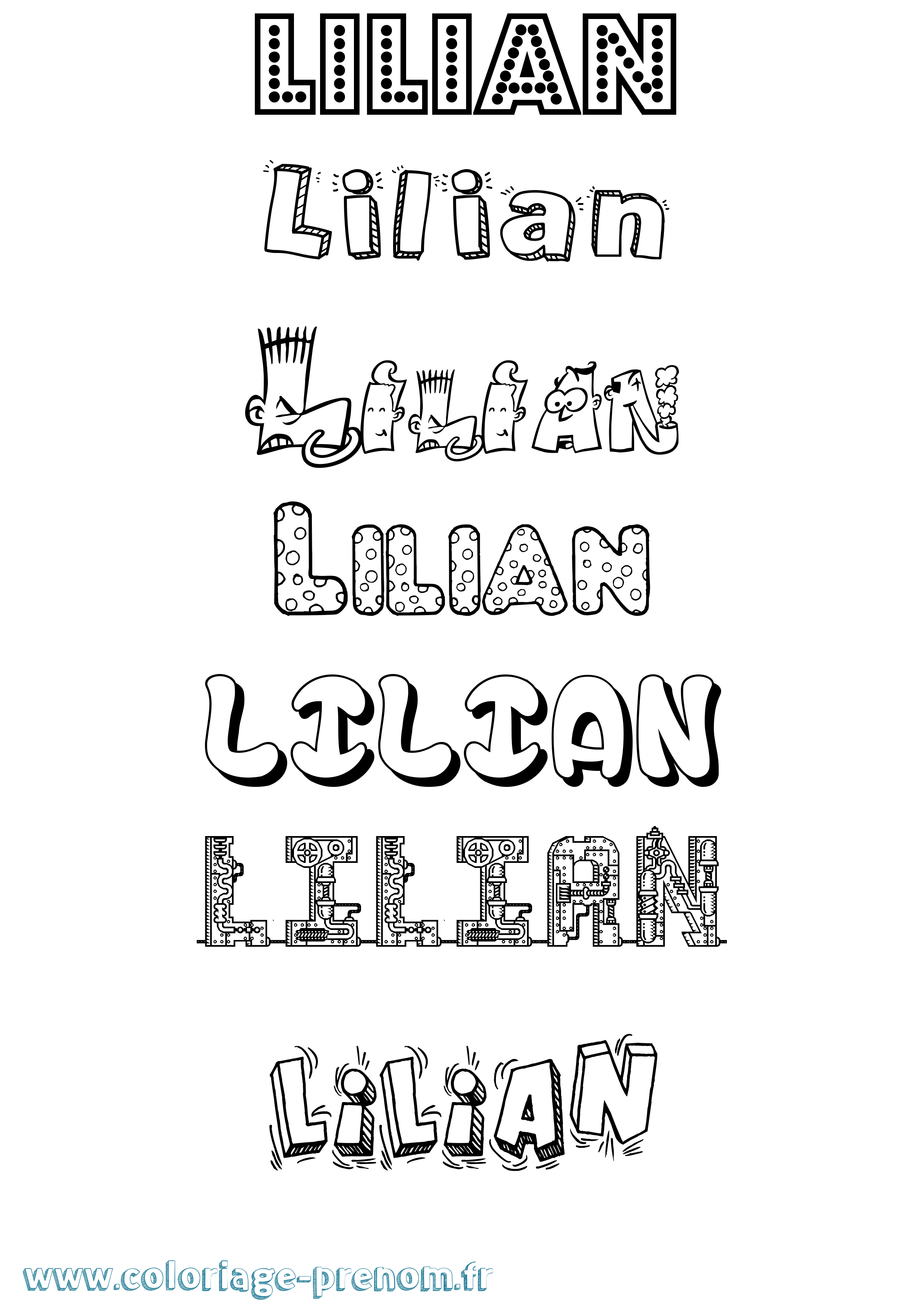Coloriage prénom Lilian Fun