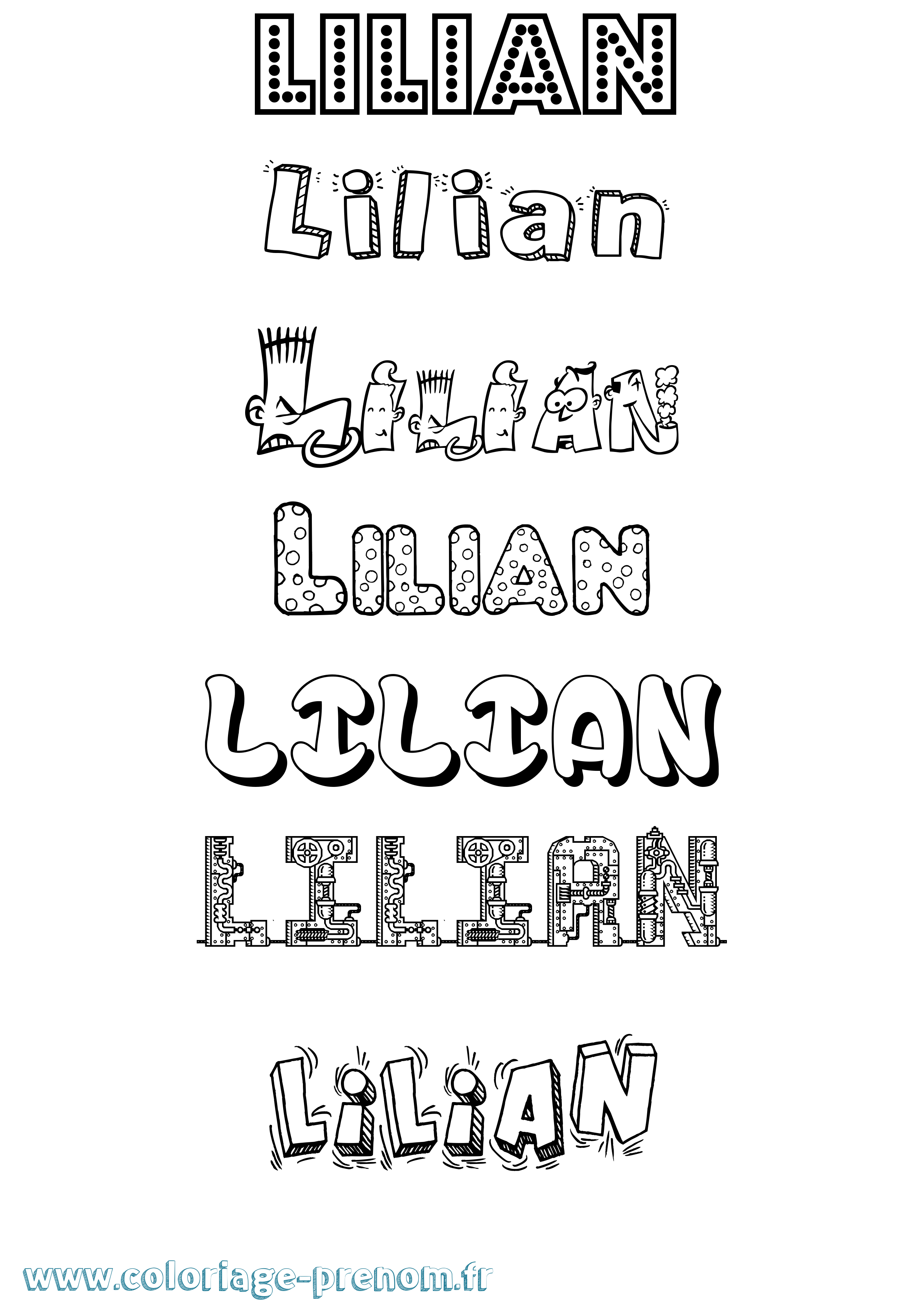Coloriage Lilian Fun Coloriage prénom Lilian Fun