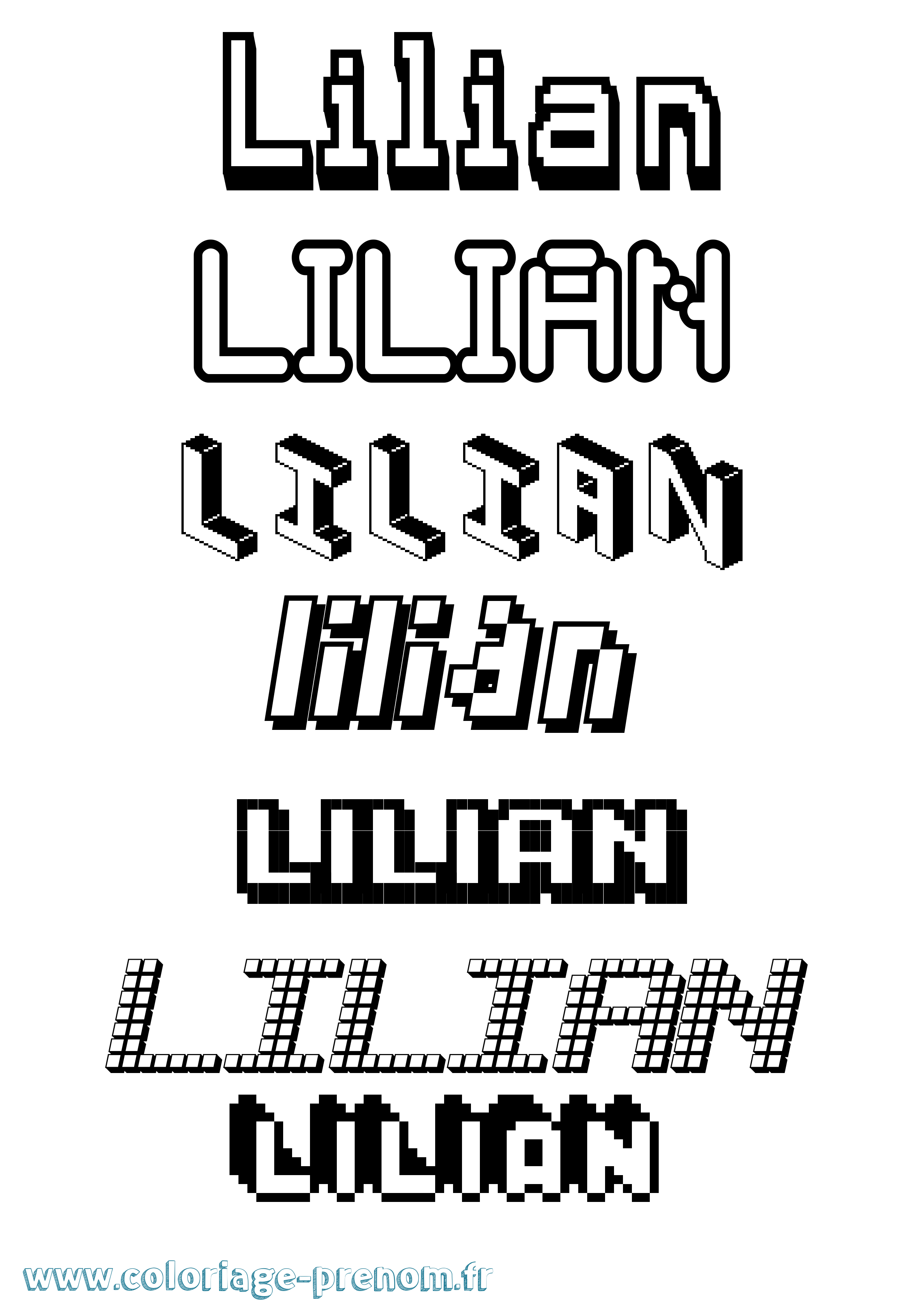 Coloriage prénom Lilian Pixel