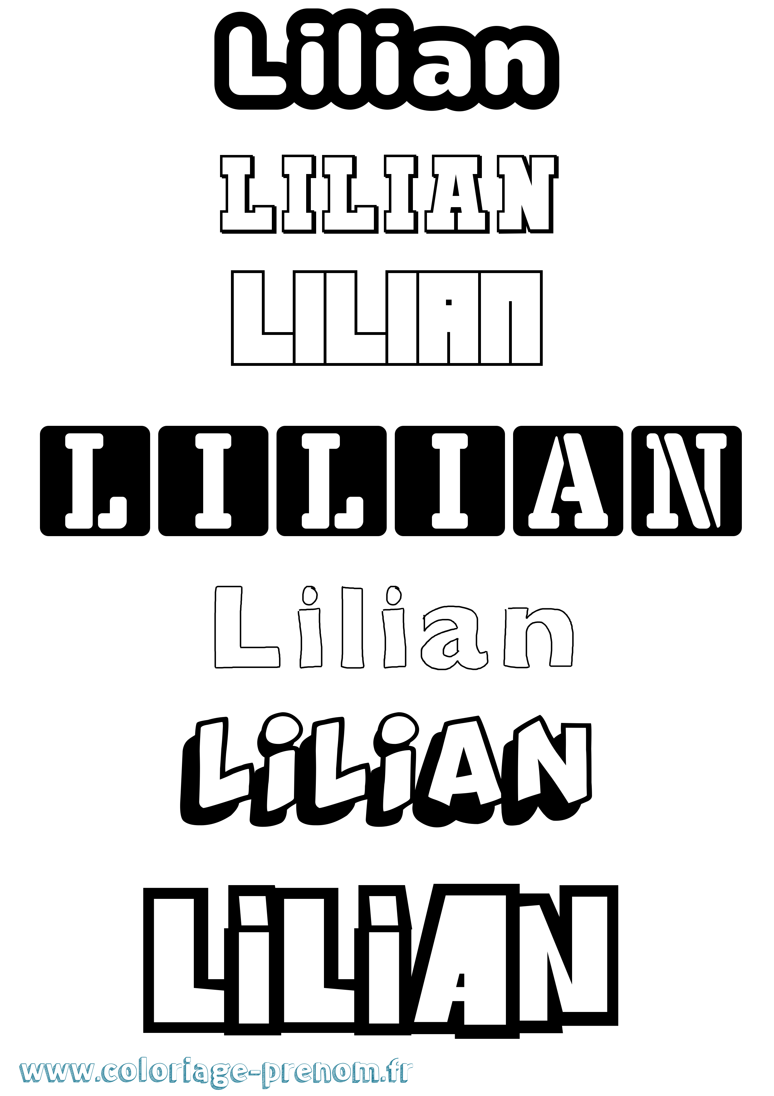 Coloriage prénom Lilian Simple