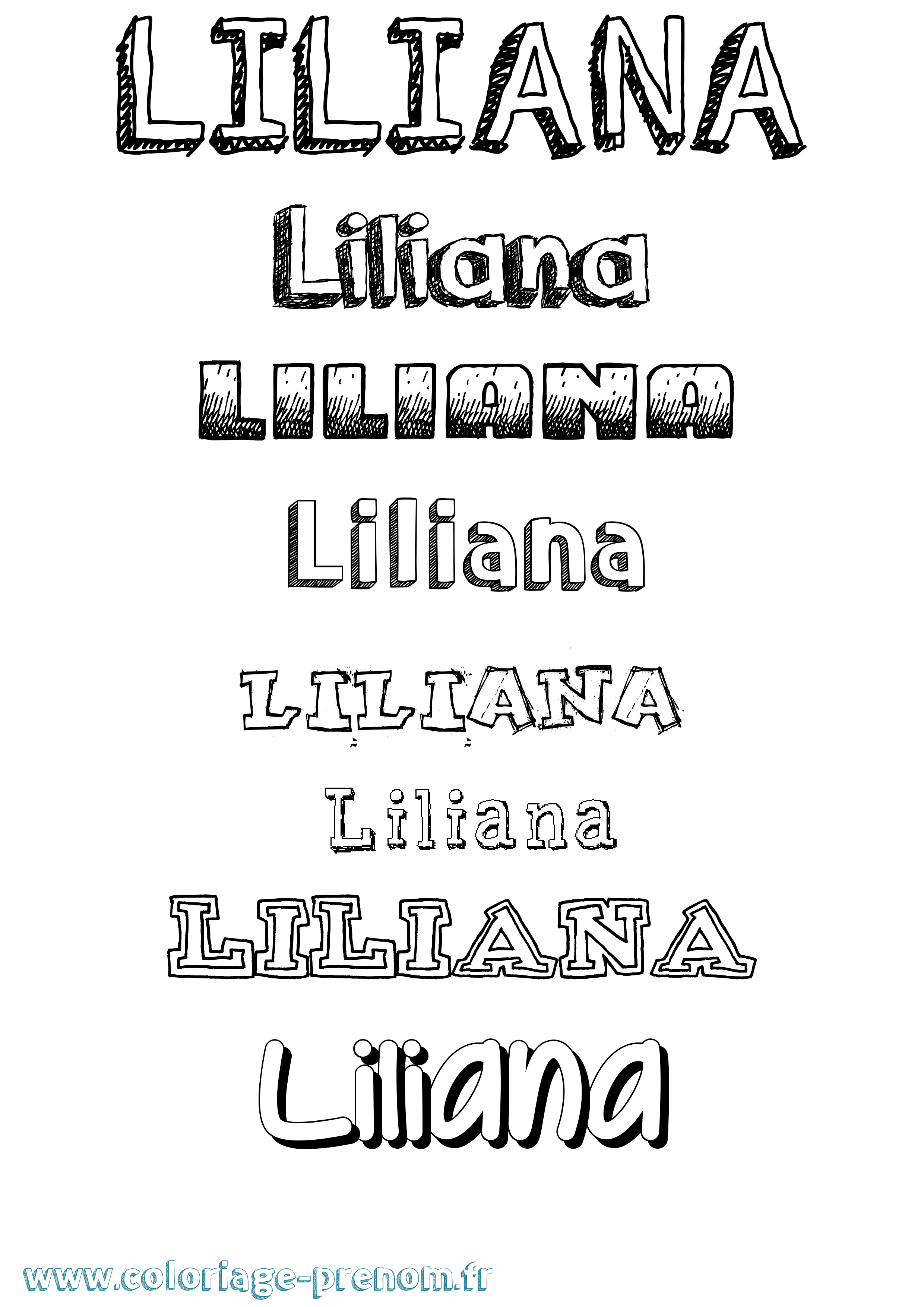 Coloriage prénom Liliana Dessiné