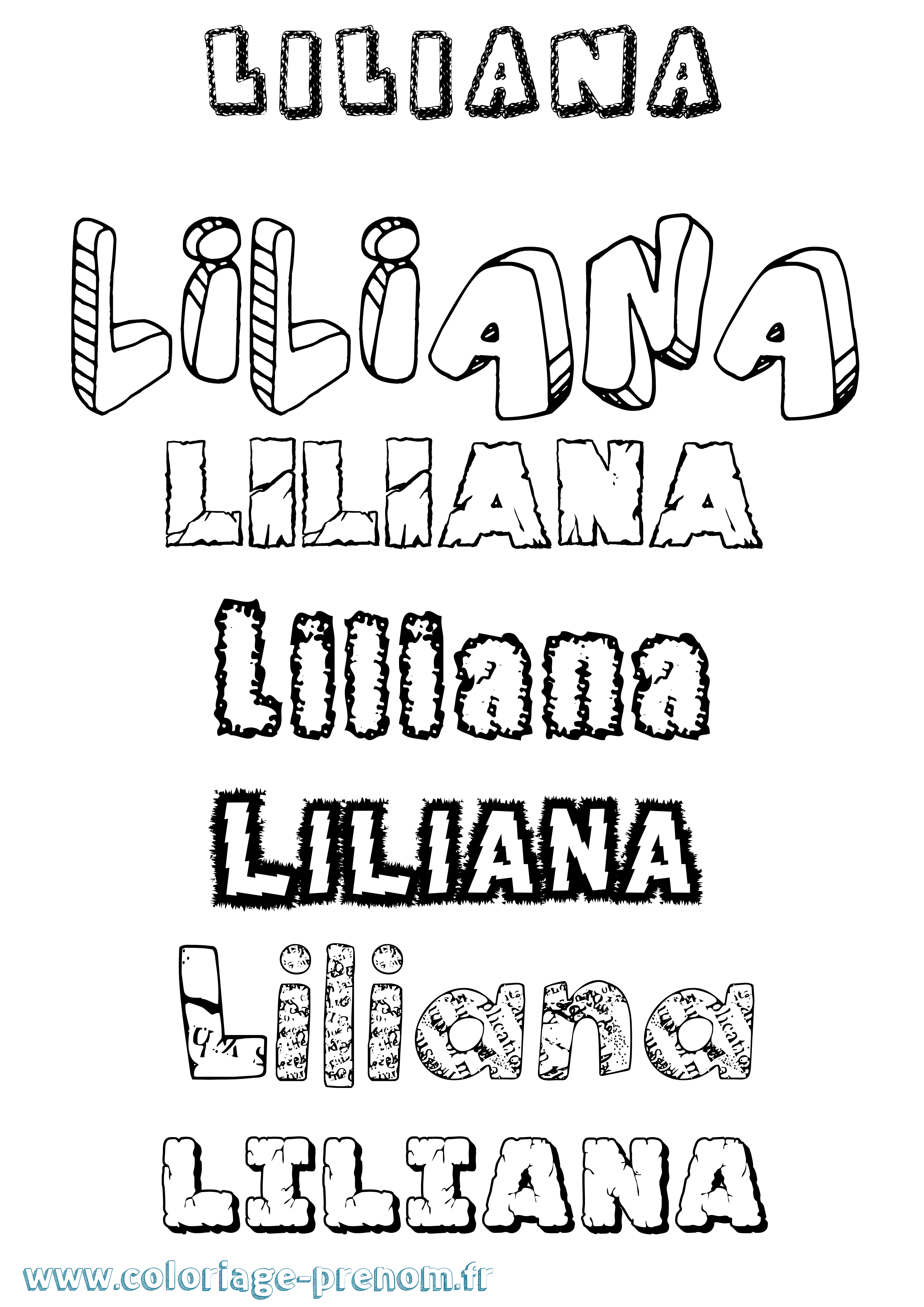 Coloriage prénom Liliana Destructuré