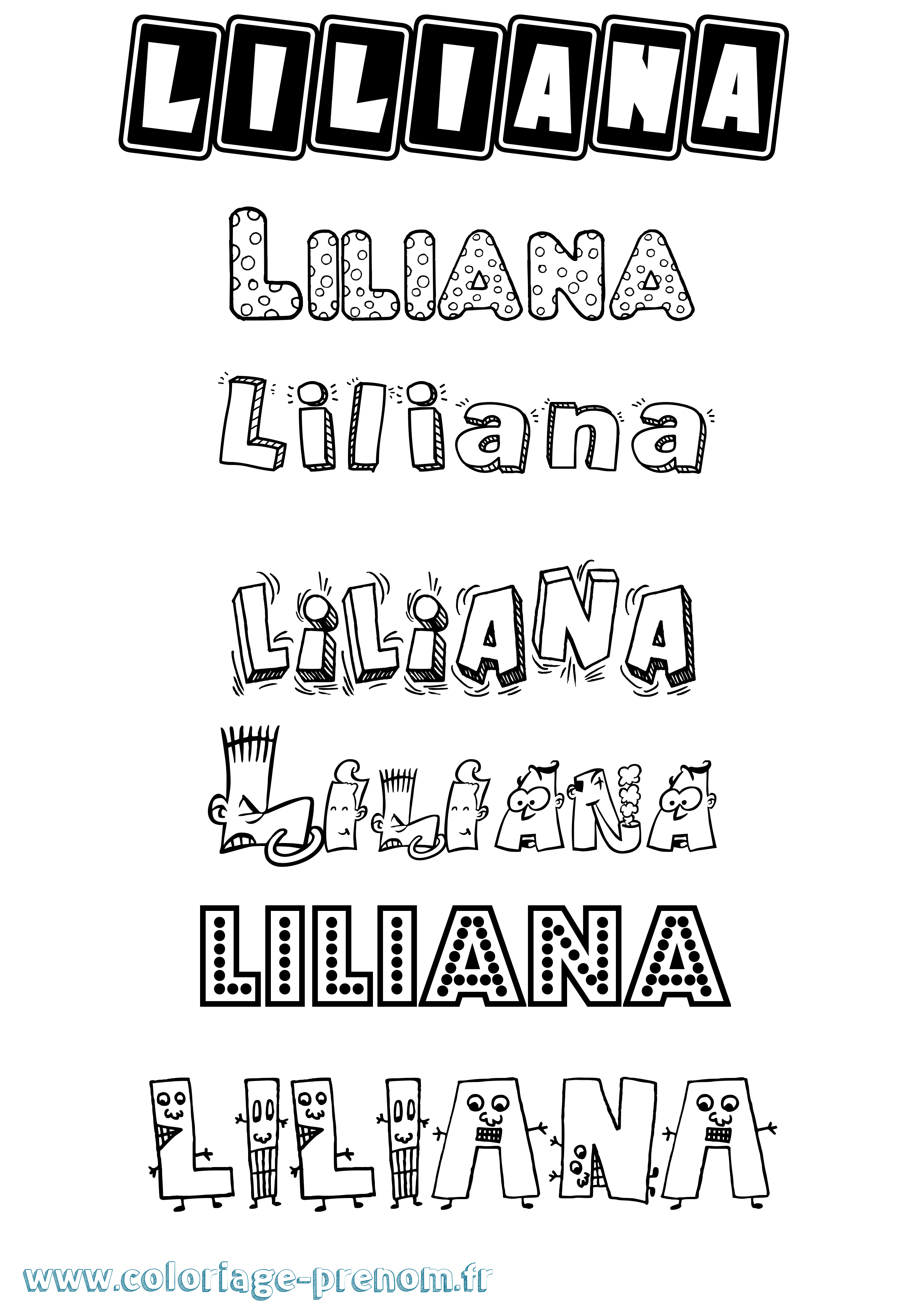 Coloriage prénom Liliana Fun