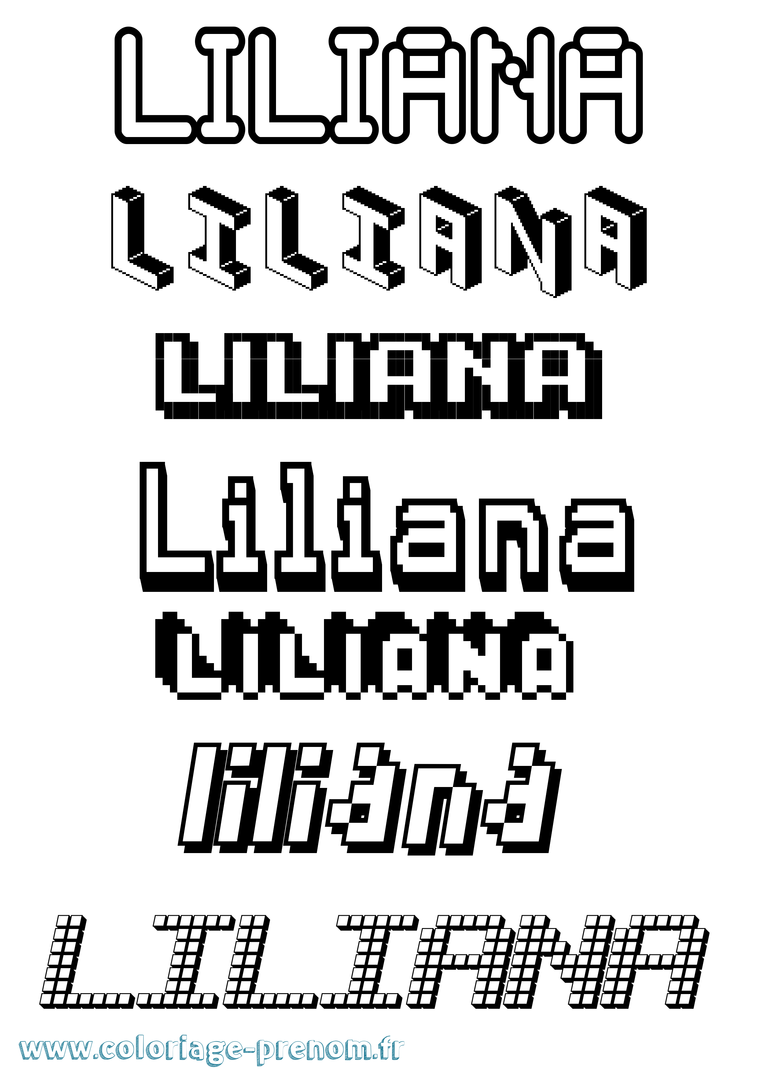 Coloriage prénom Liliana Pixel
