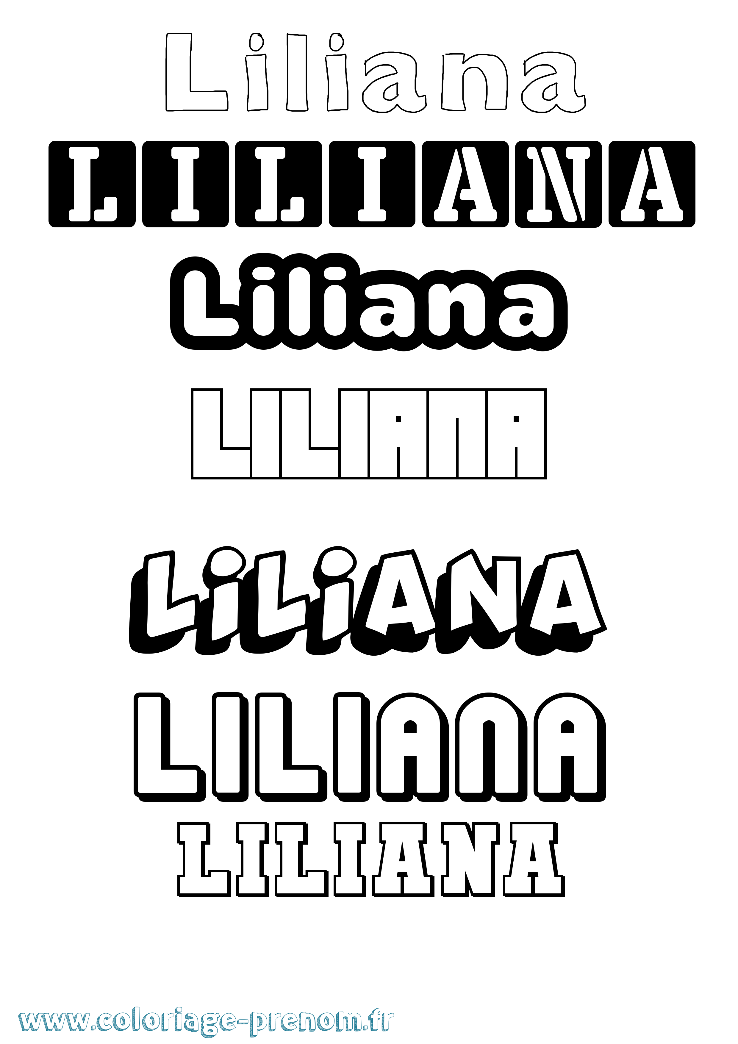 Coloriage prénom Liliana Simple