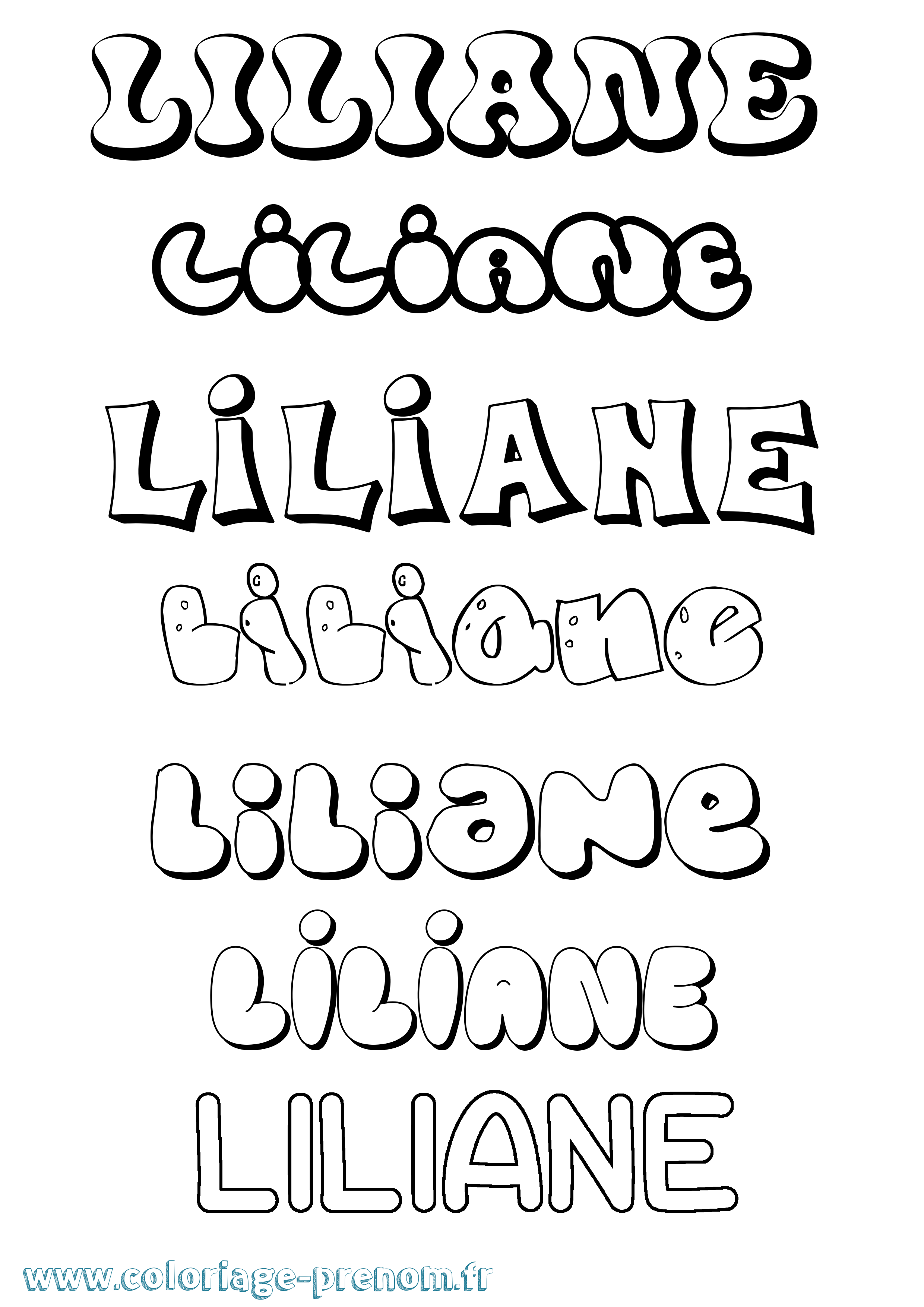 Coloriage Liliane Coloriage prénom Liliane