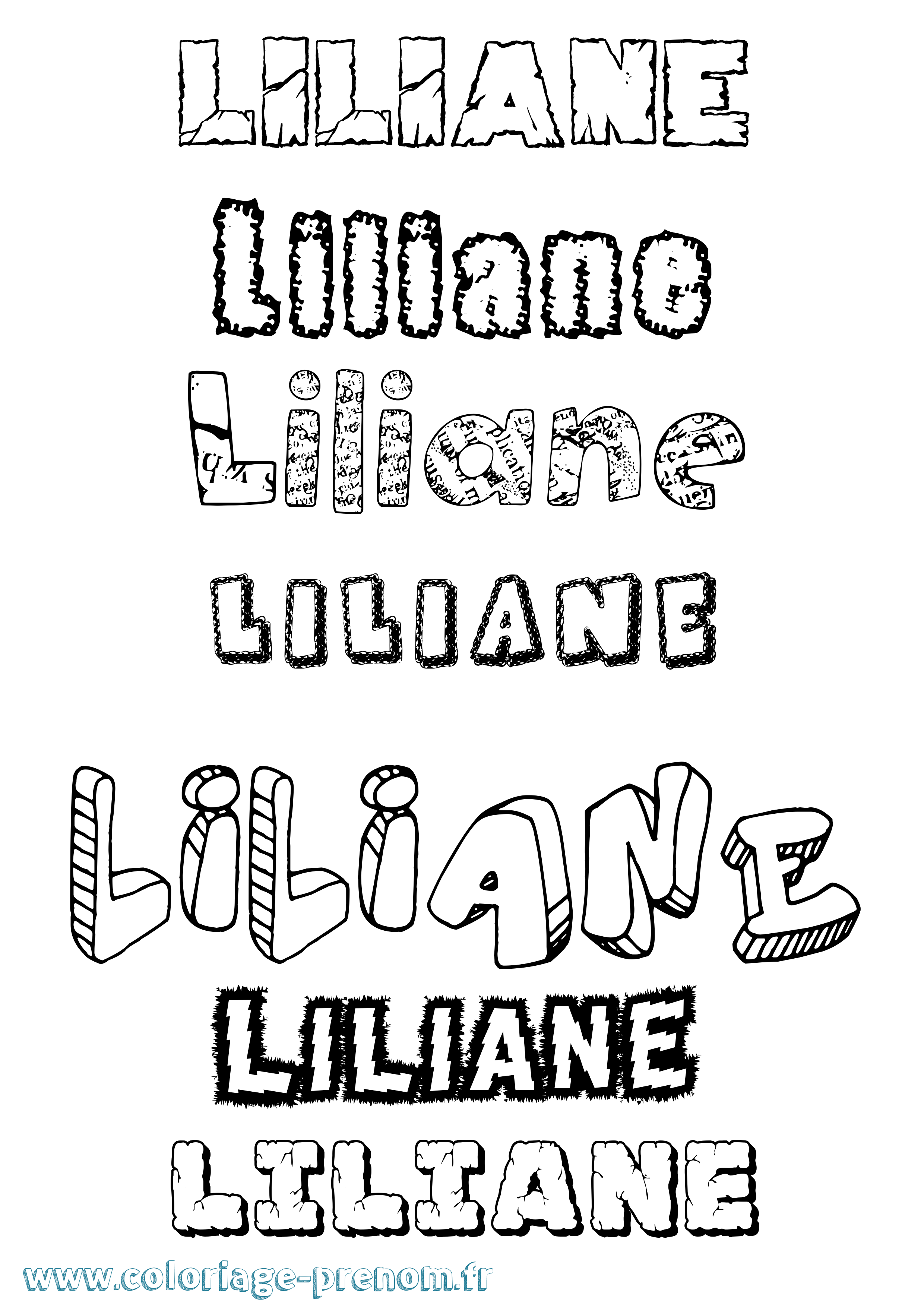 Coloriage Liliane Coloriage prénom Liliane