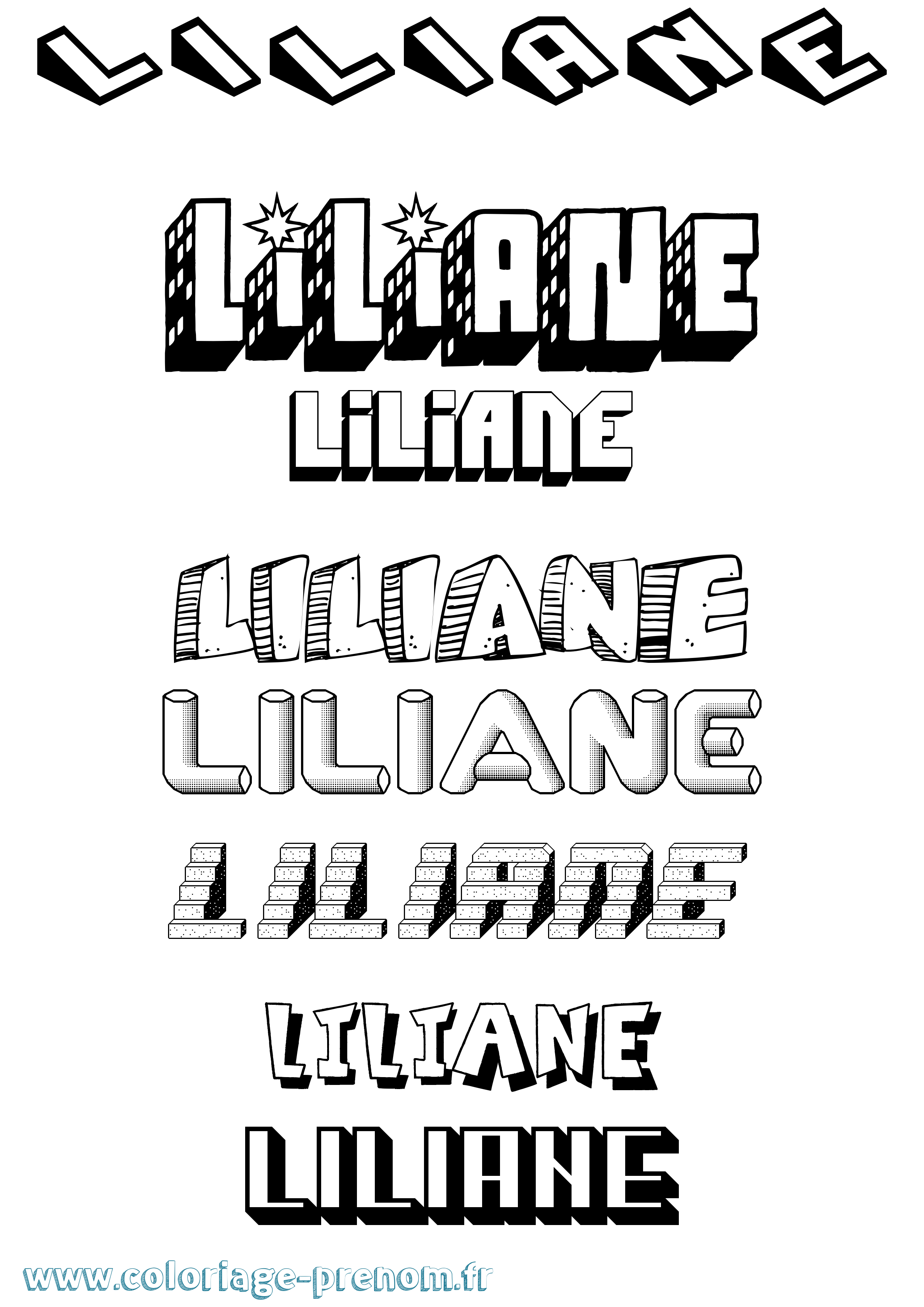Coloriage Liliane Coloriage prénom Liliane