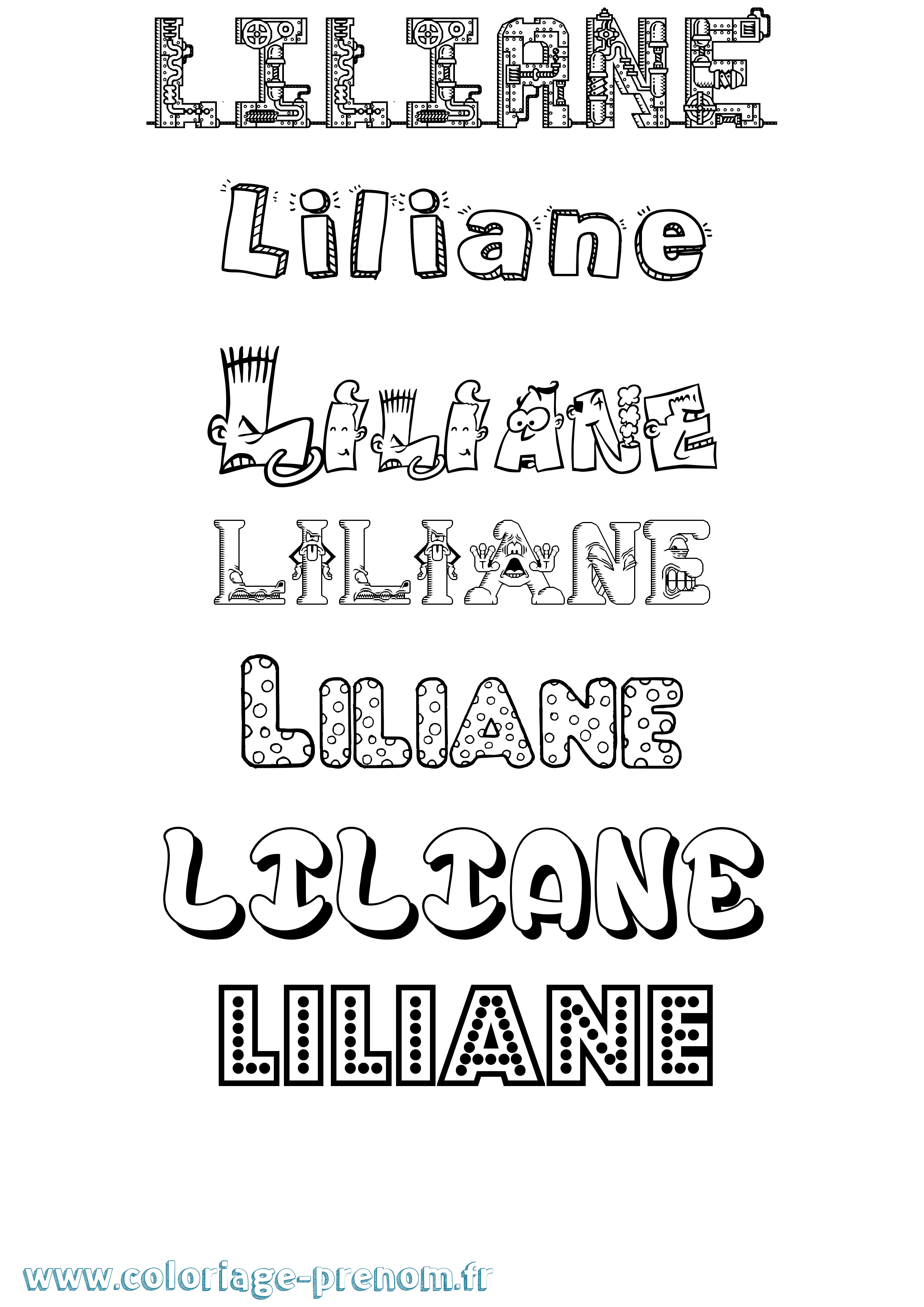 Coloriage Liliane Coloriage prénom Liliane