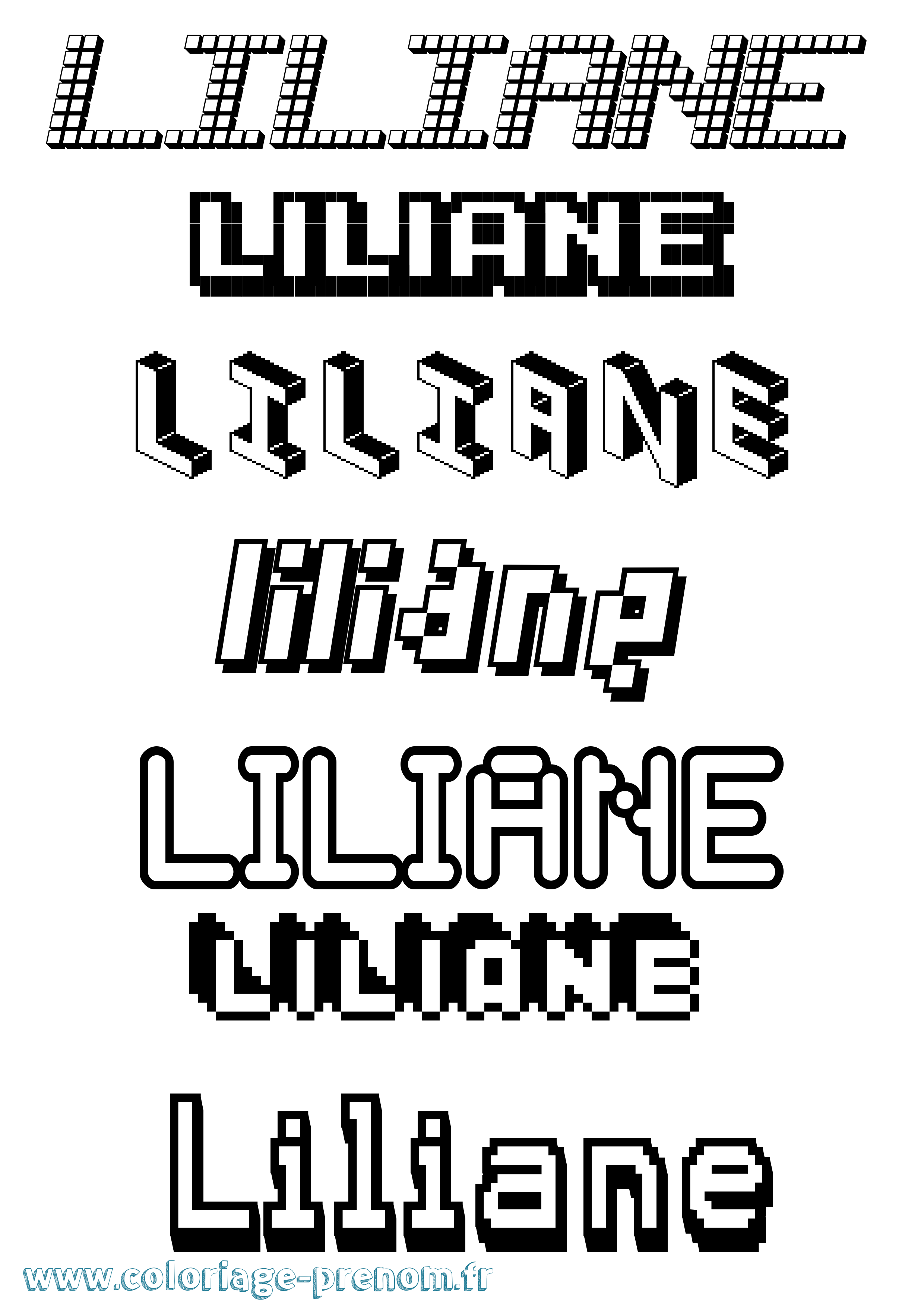 Coloriage prénom Liliane