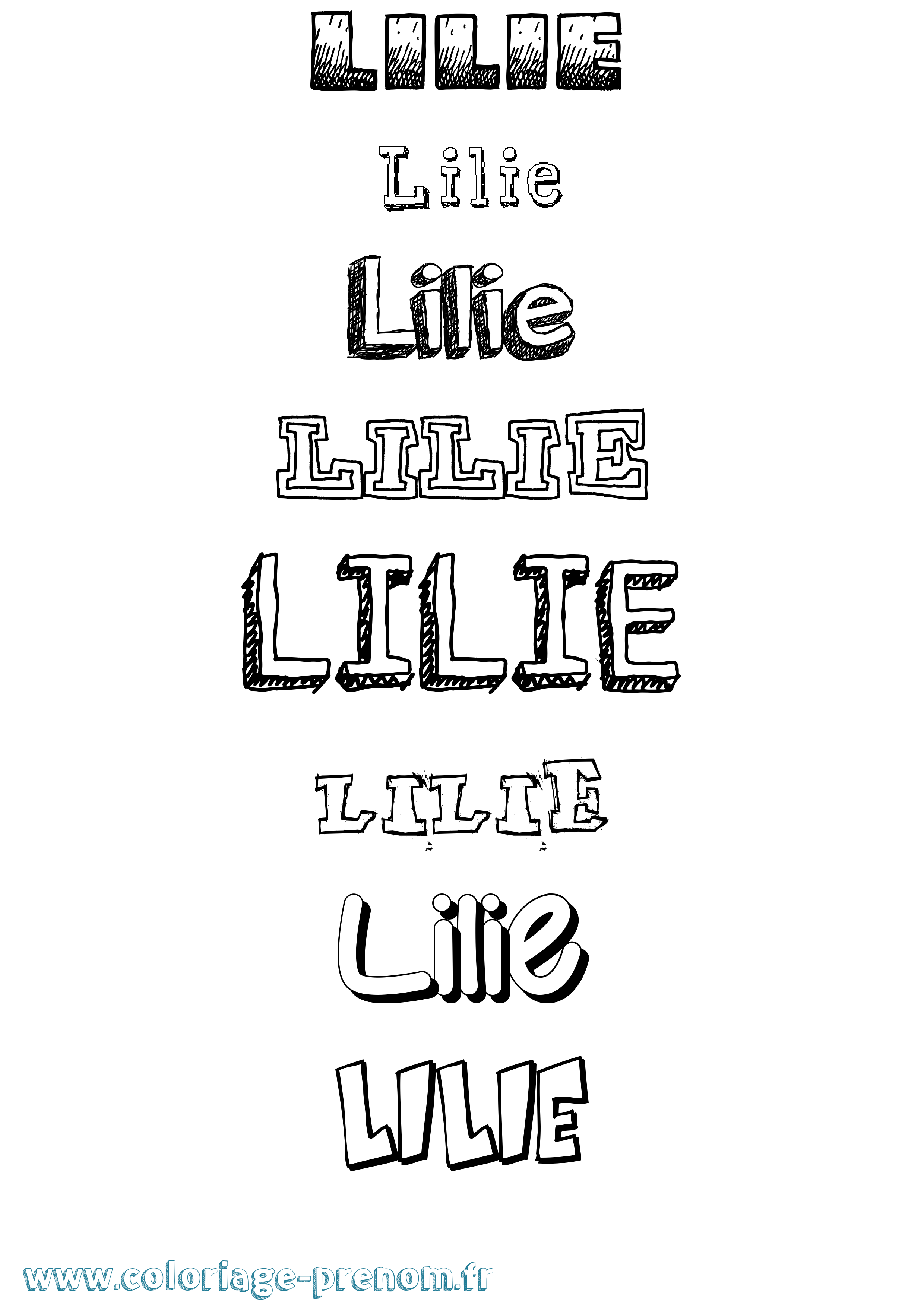 Coloriage prénom Lilie