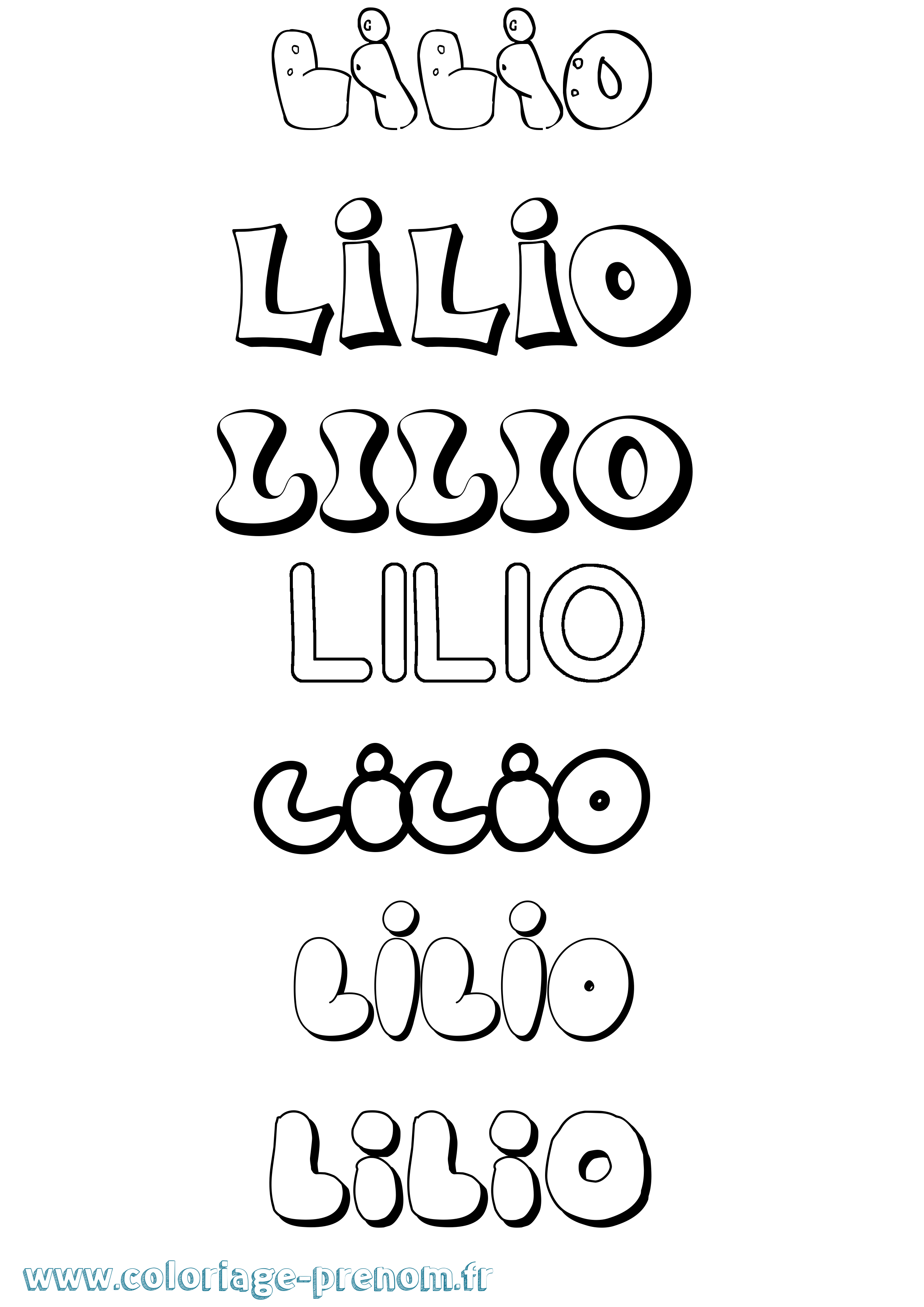 Coloriage prénom Lilio Bubble