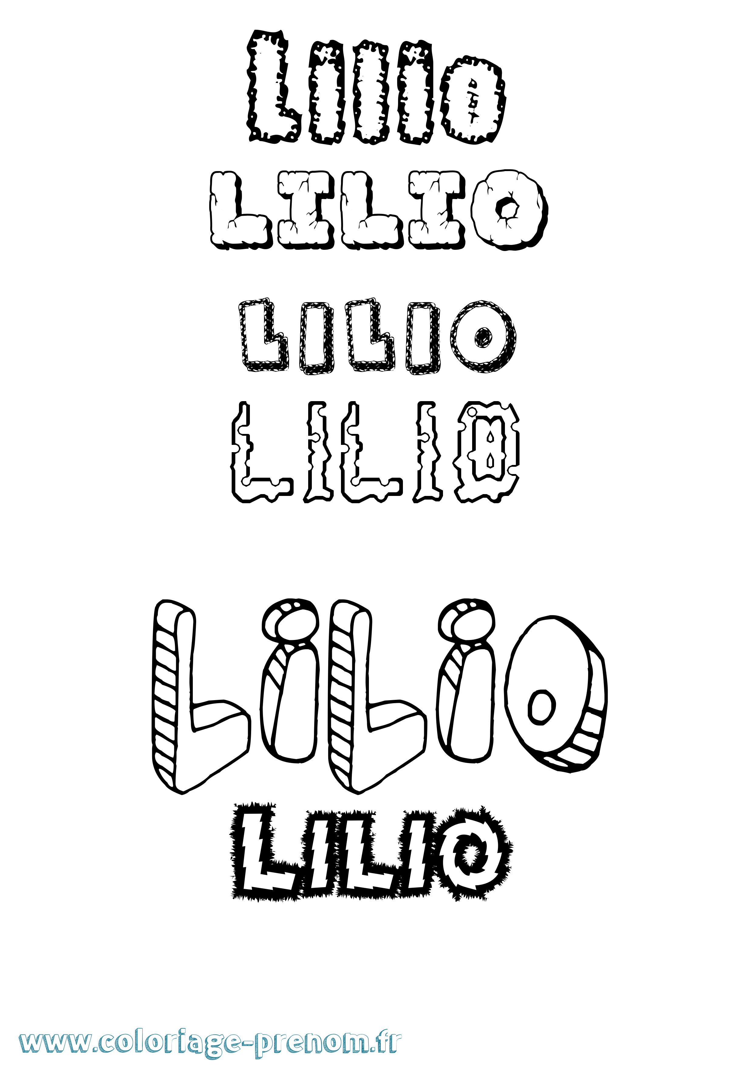 Coloriage prénom Lilio Destructuré