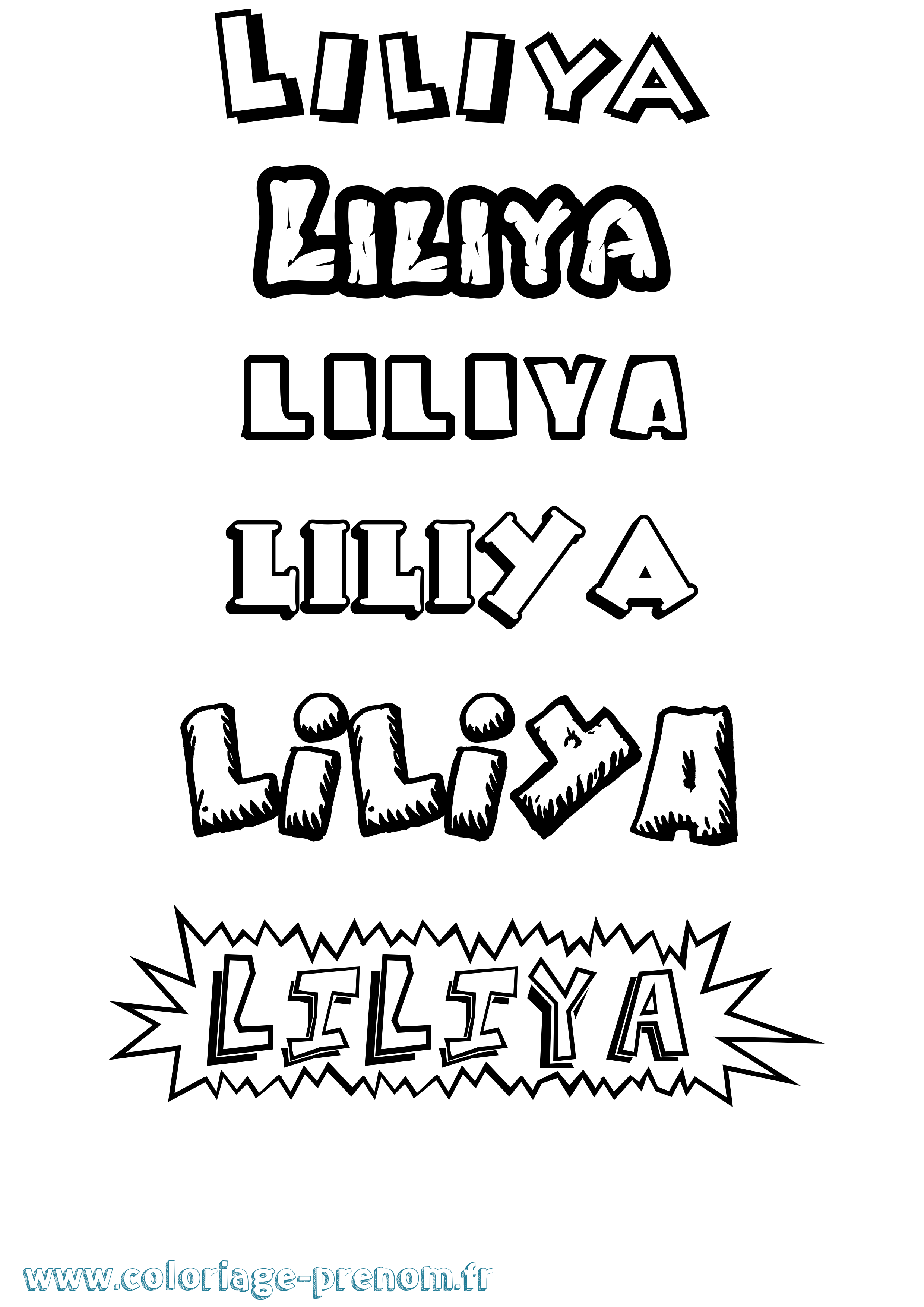 Coloriage Liliya Dessin Animé Coloriage prénom Liliya Dessin Animé