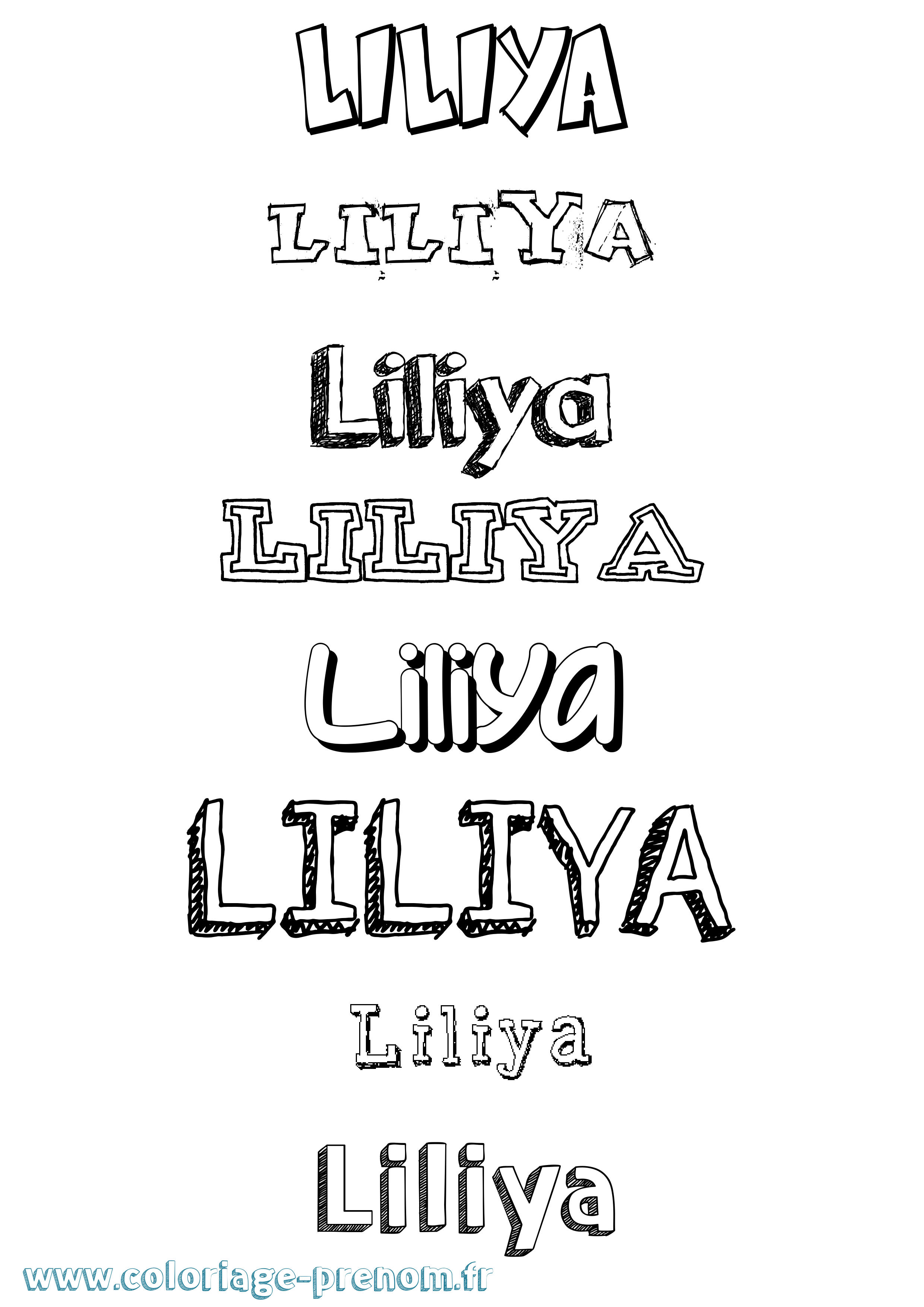 Coloriage Liliya Dessiné Coloriage prénom Liliya Dessiné