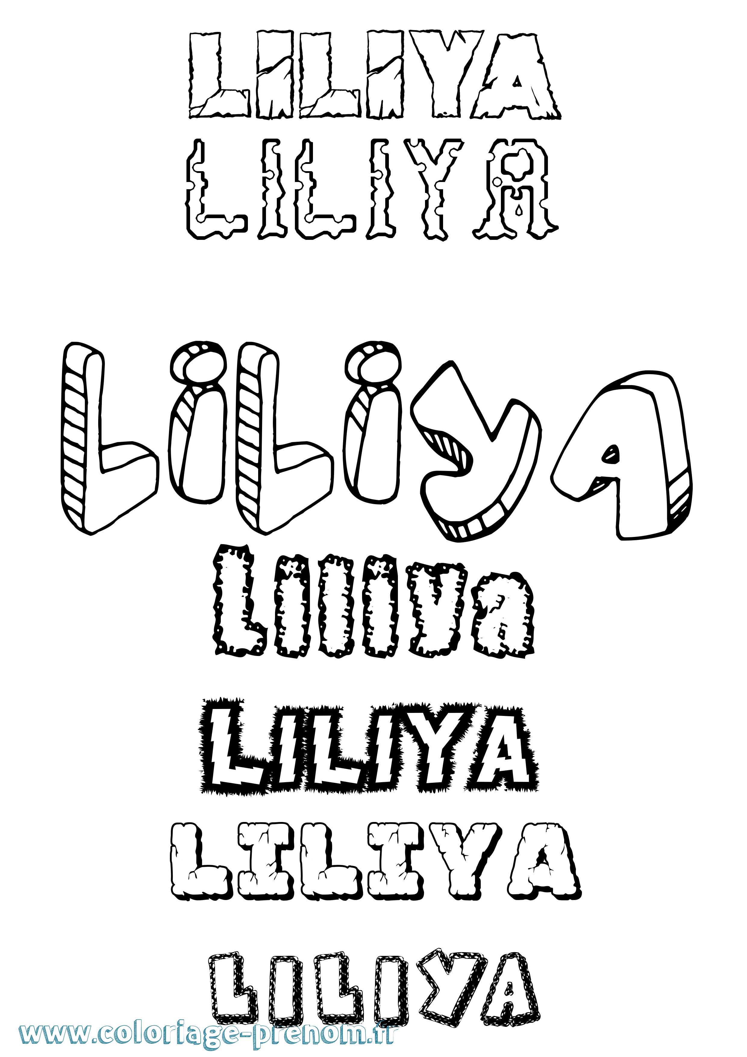 Coloriage Liliya Destructuré Coloriage prénom Liliya Destructuré