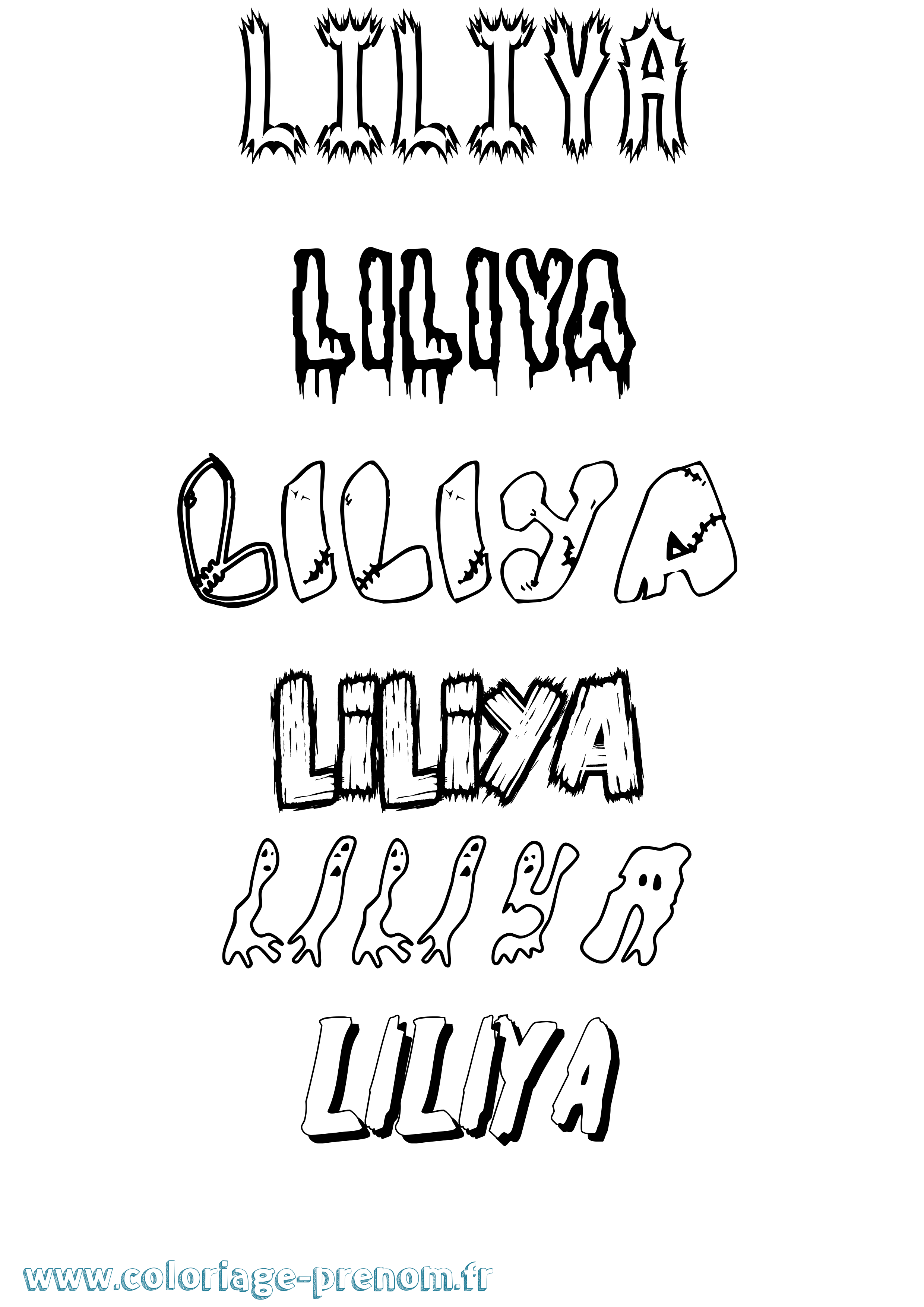 Coloriage Liliya Frisson Coloriage prénom Liliya Frisson