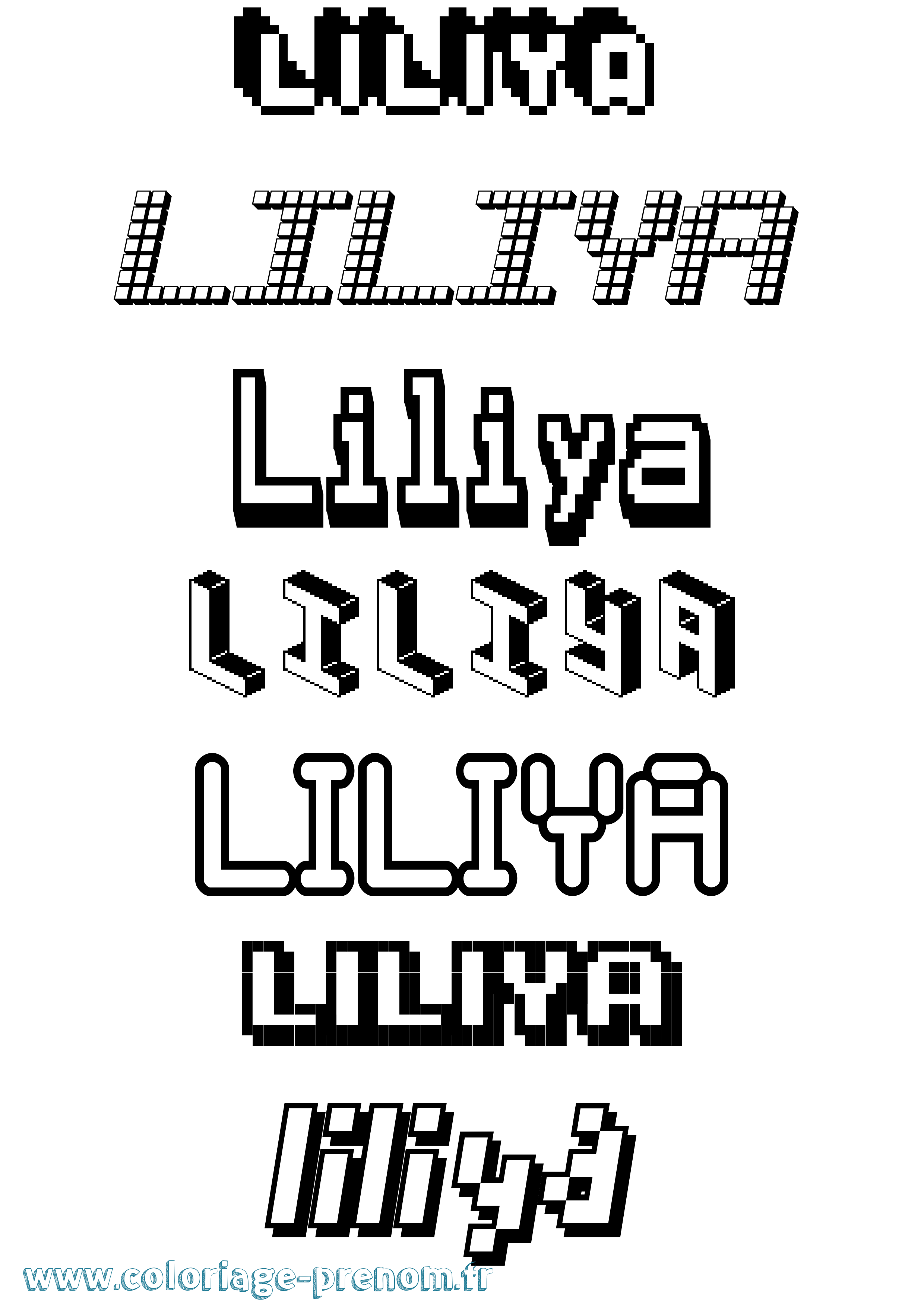 Coloriage Liliya Pixel Coloriage prénom Liliya Pixel