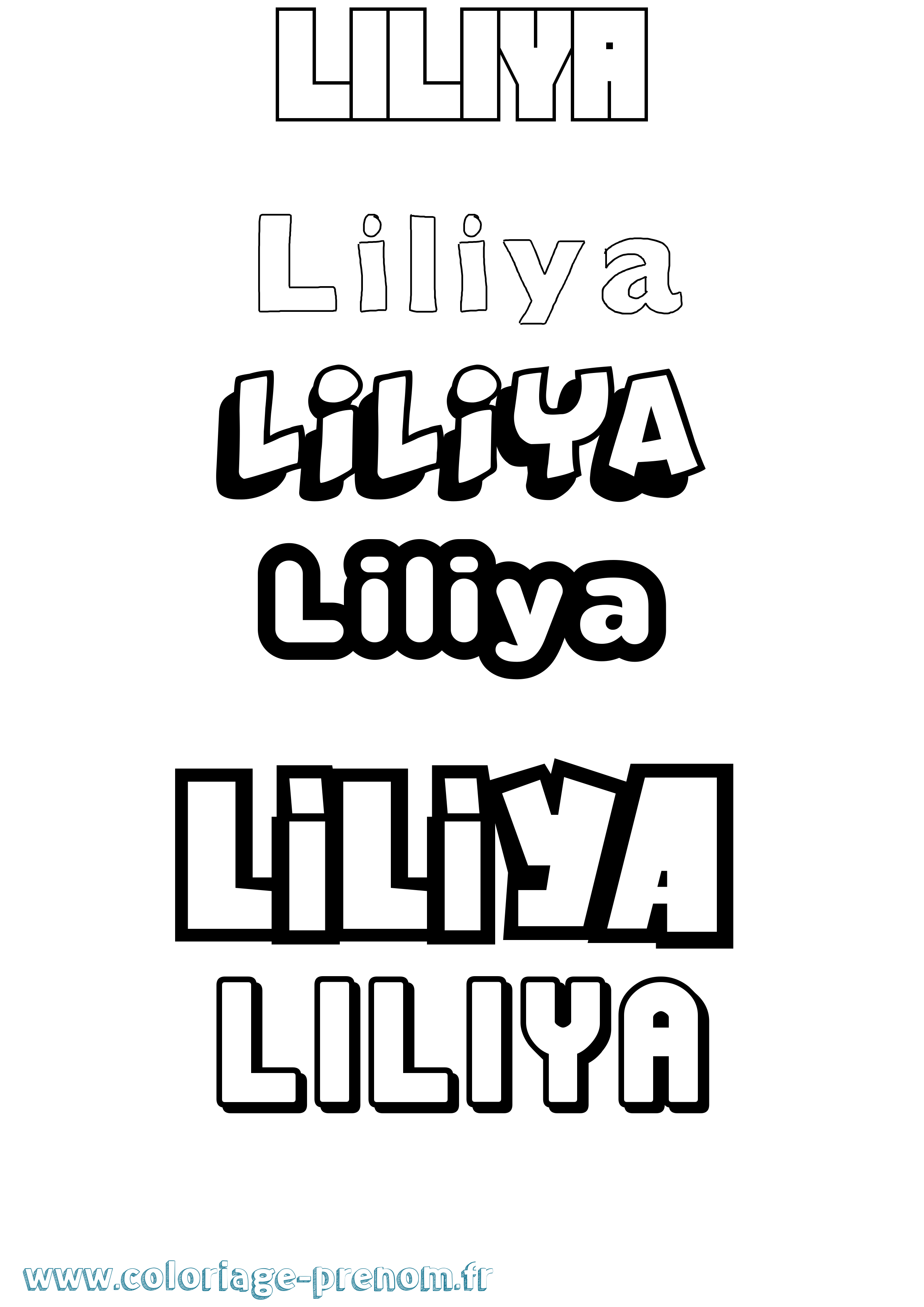Coloriage Liliya Simple Coloriage prénom Liliya Simple