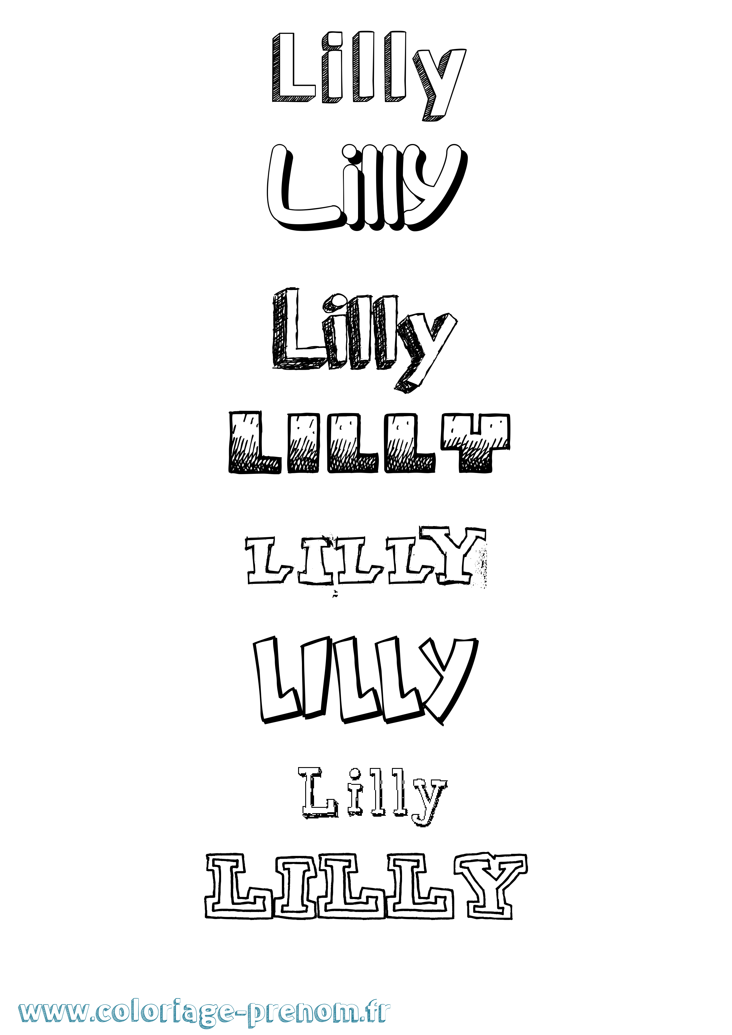 Coloriage prénom Lilly Dessiné