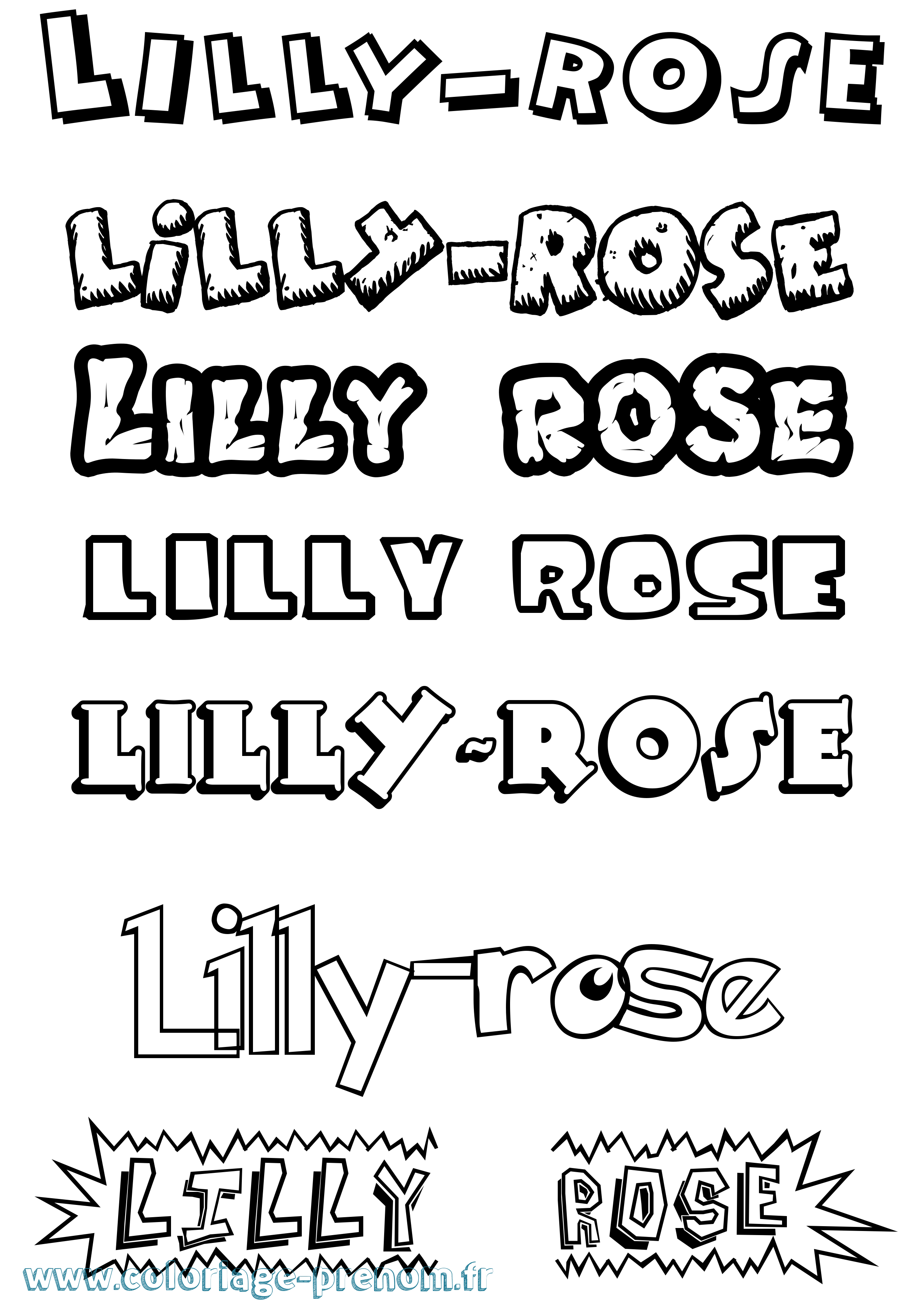 Coloriage Lilly-Rose Dessin Animé Coloriage prénom Lilly-Rose Dessin Animé
