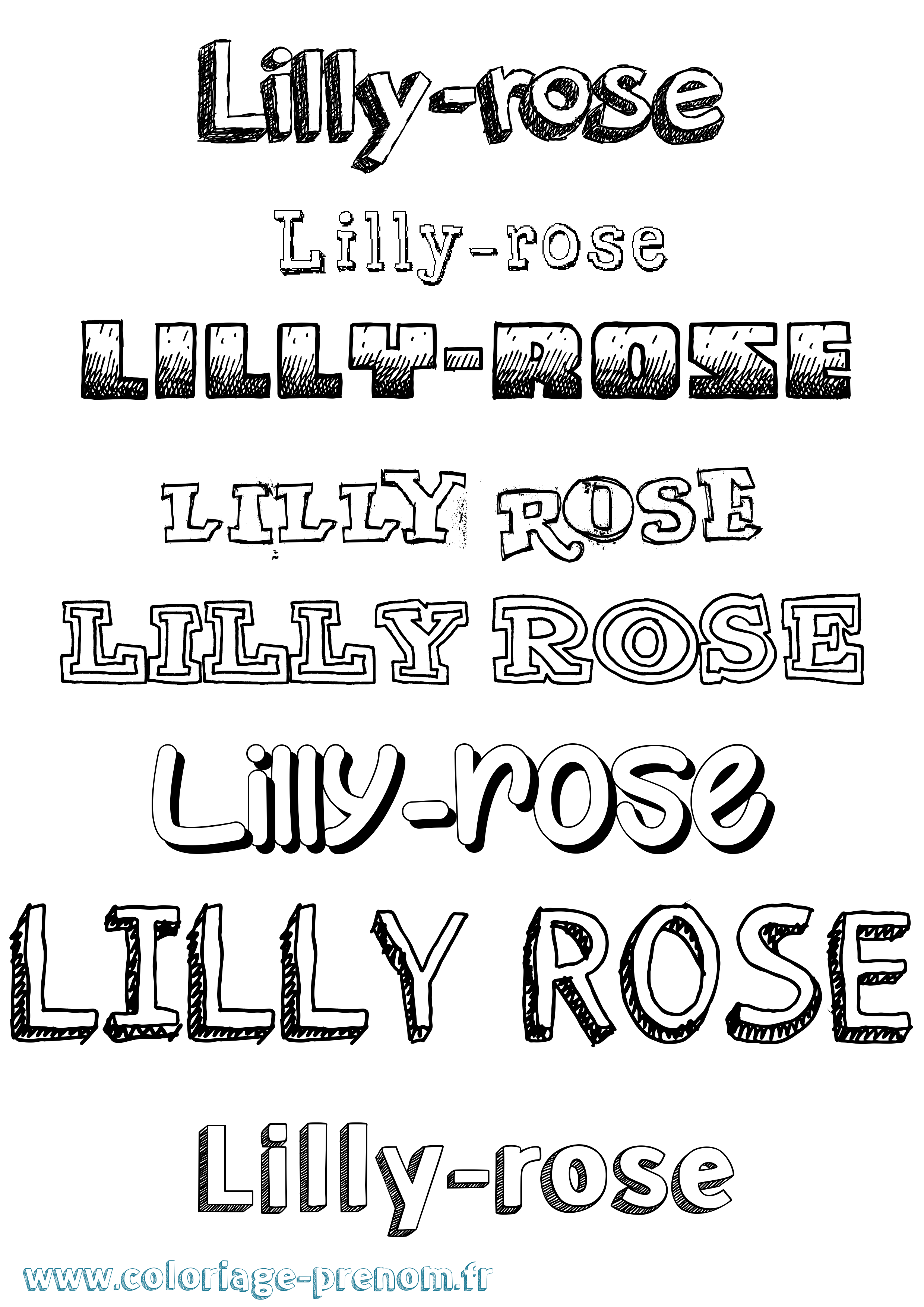 Coloriage Lilly-Rose Dessiné Coloriage prénom Lilly-Rose Dessiné