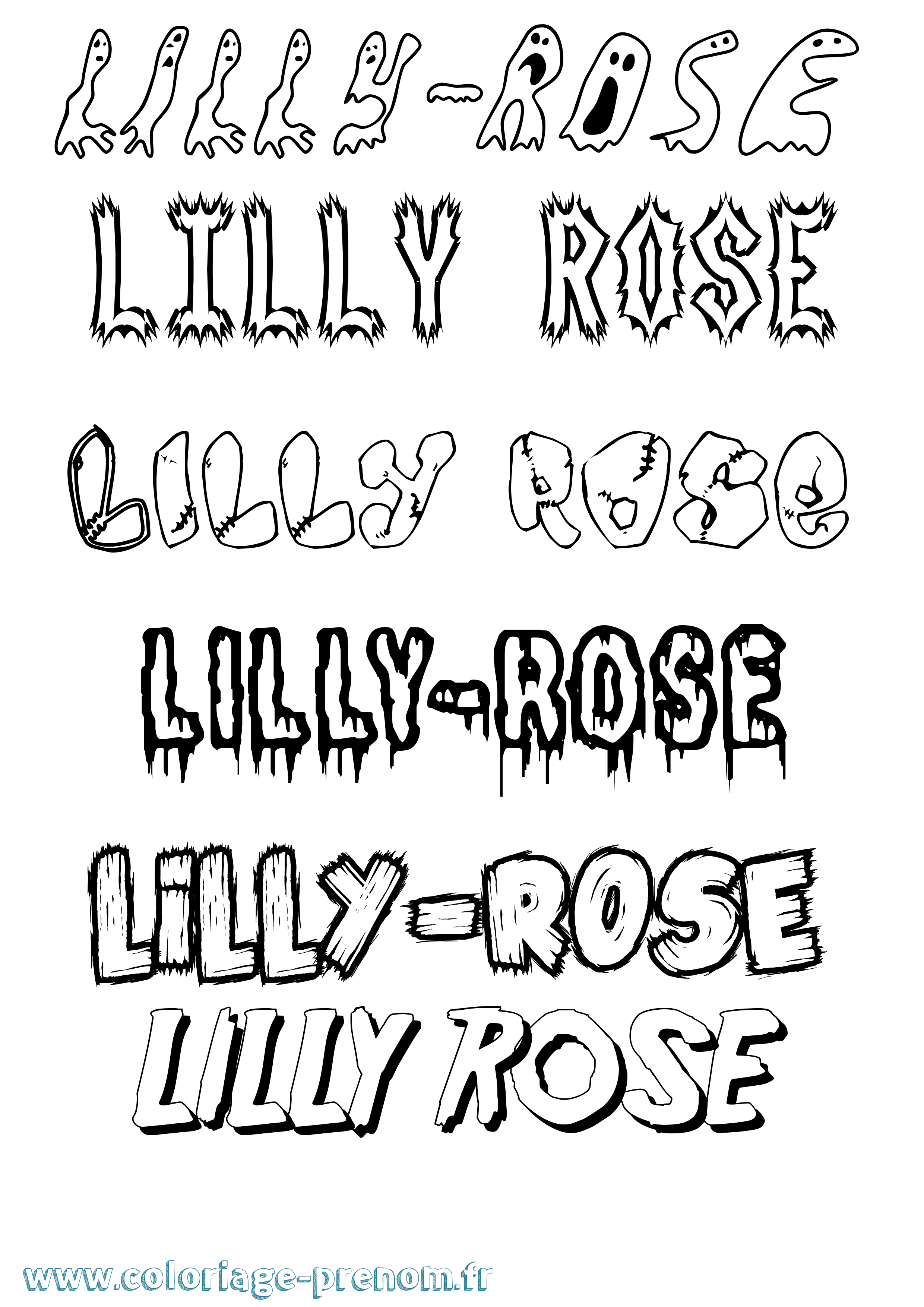 Coloriage prénom Lilly-Rose Frisson