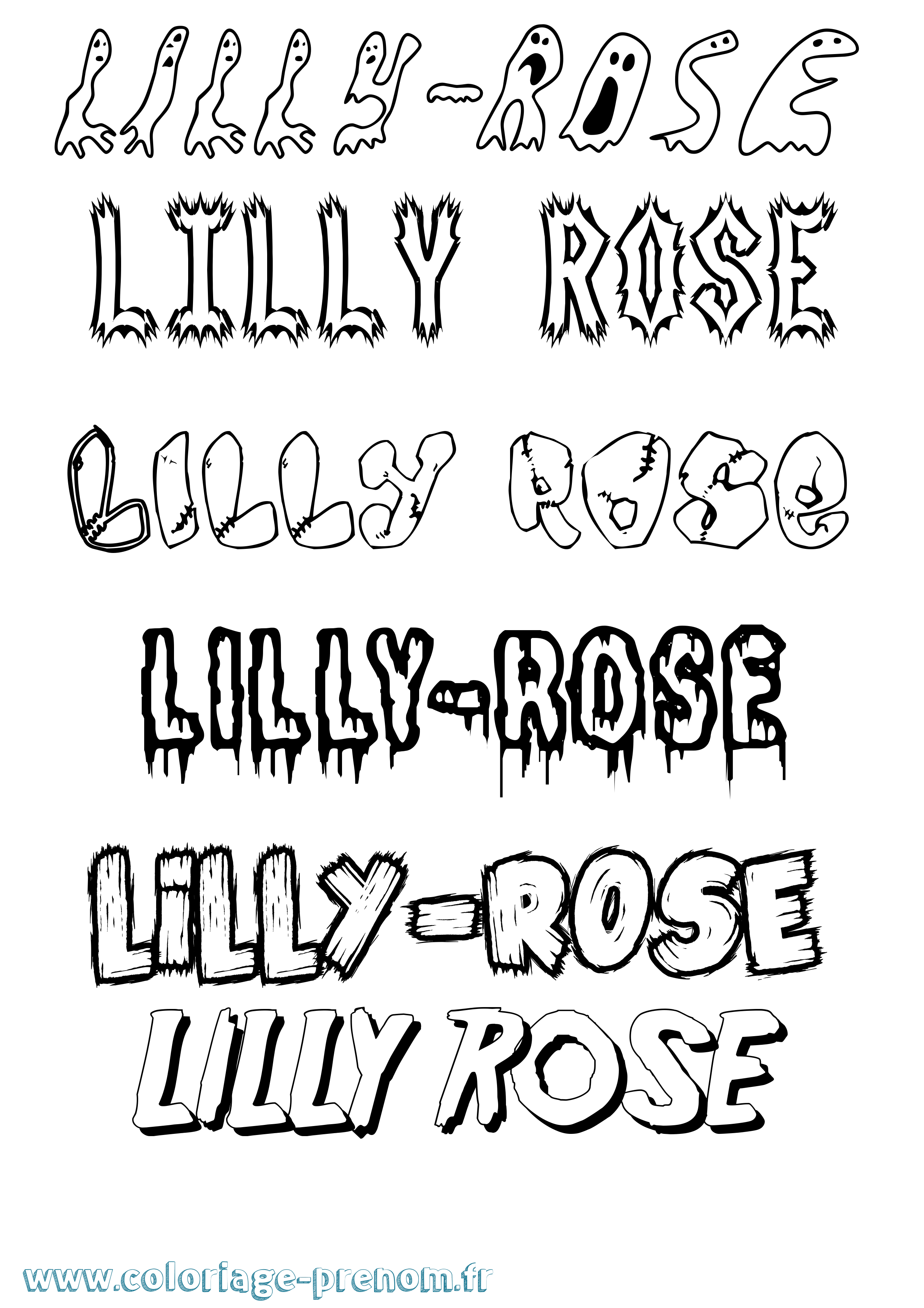 Coloriage Lilly-Rose Frisson Coloriage prénom Lilly-Rose Frisson