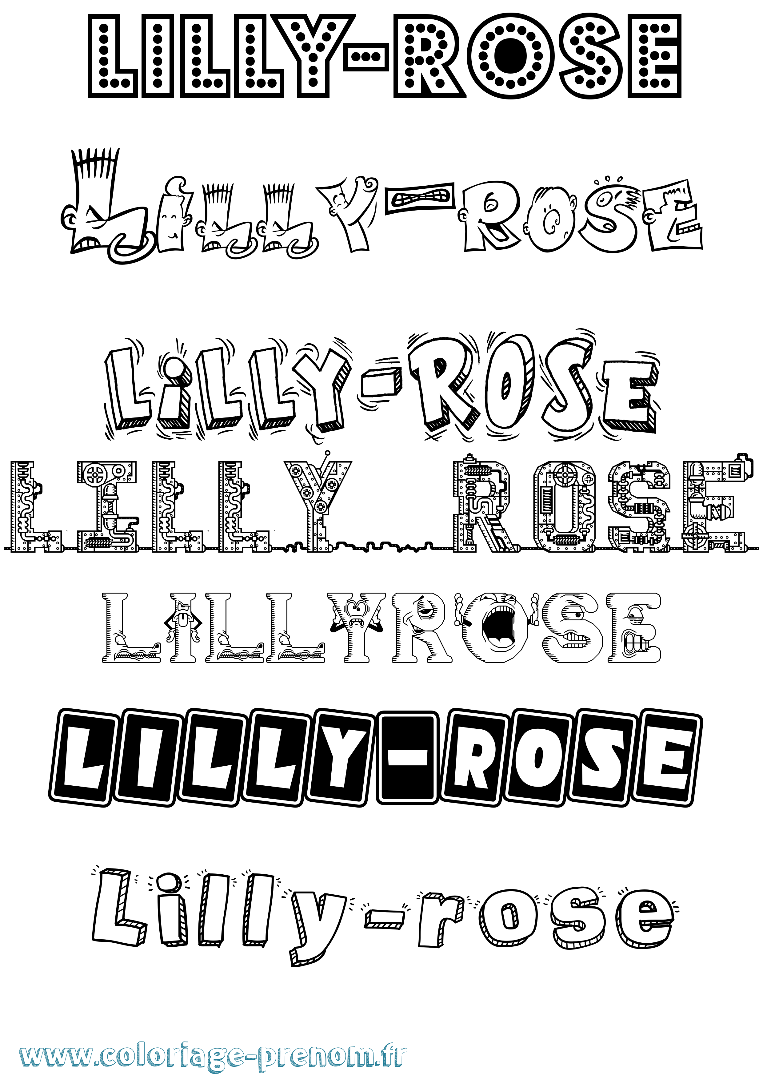 Coloriage prénom Lilly-Rose Fun