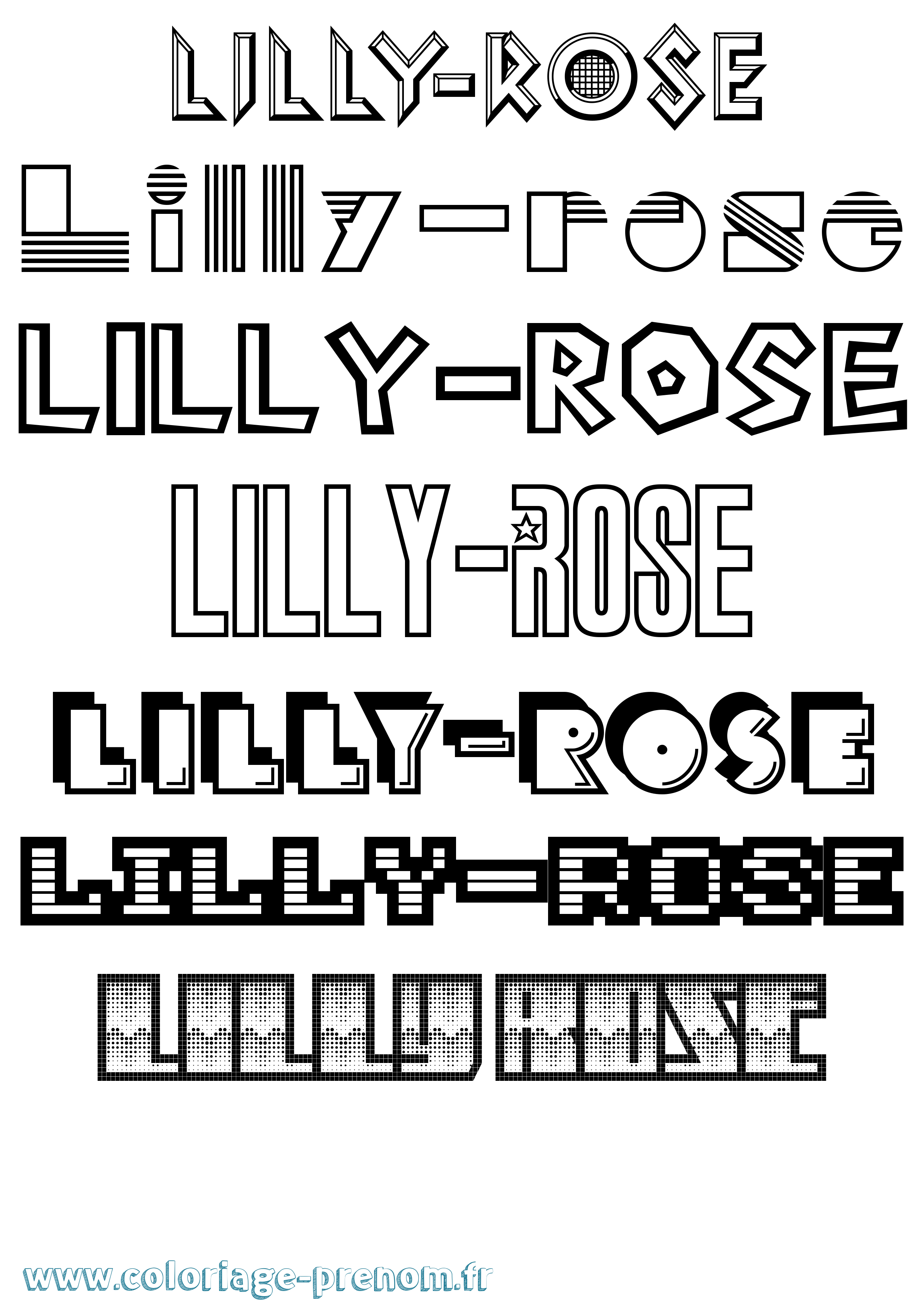 Coloriage prénom Lilly-Rose Jeux Vidéos
