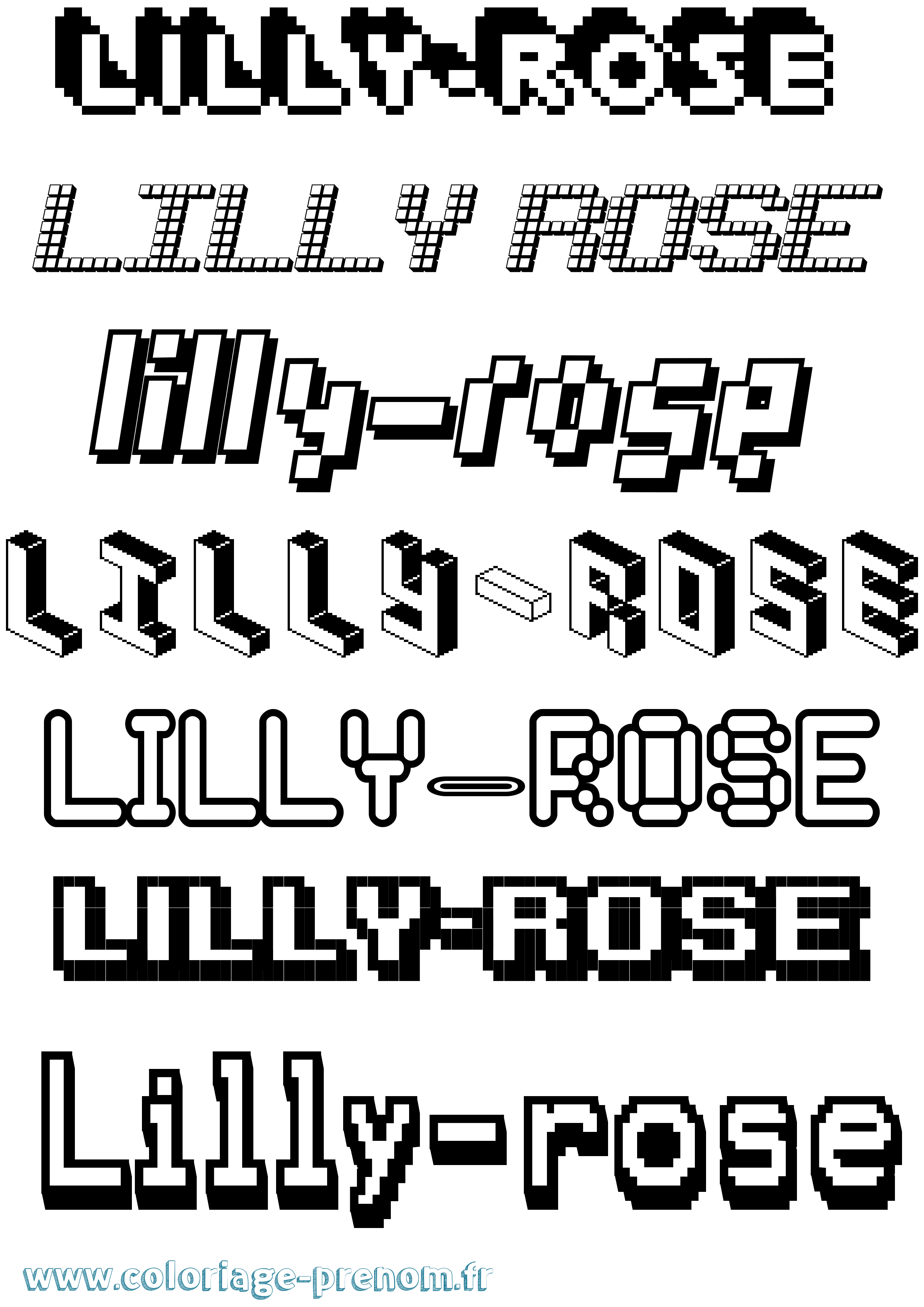 Coloriage prénom Lilly-Rose Pixel